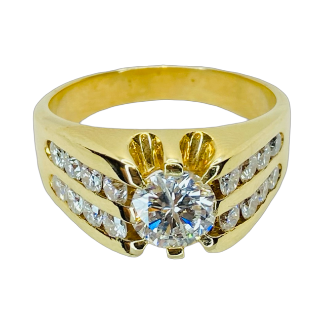 Estate Jewelry 14K Yellow Gold Men's Diamond Ring 2.40 Carats