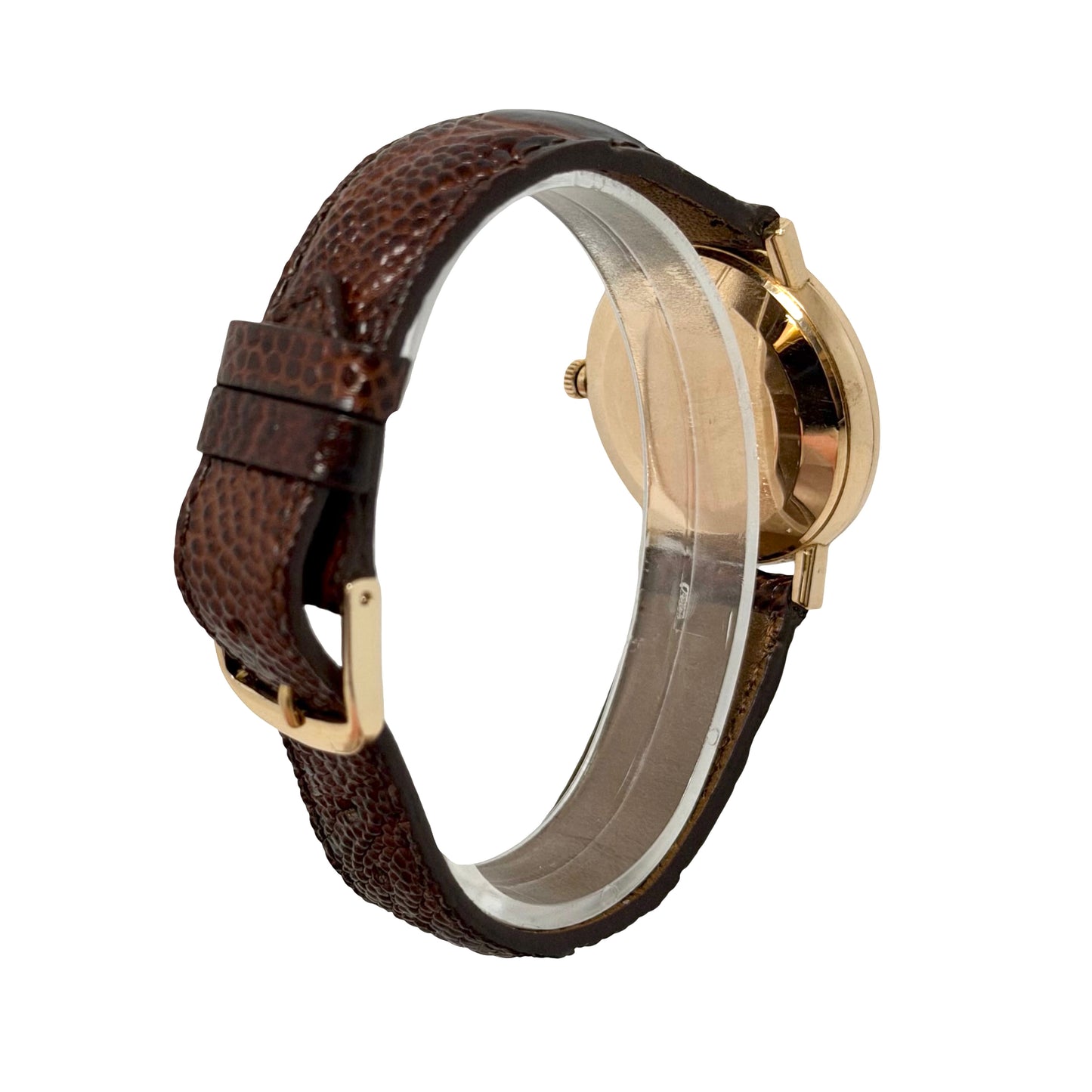 Omega Geneve Automatic 18K Rose Gold Brown Leather Strap 161.009