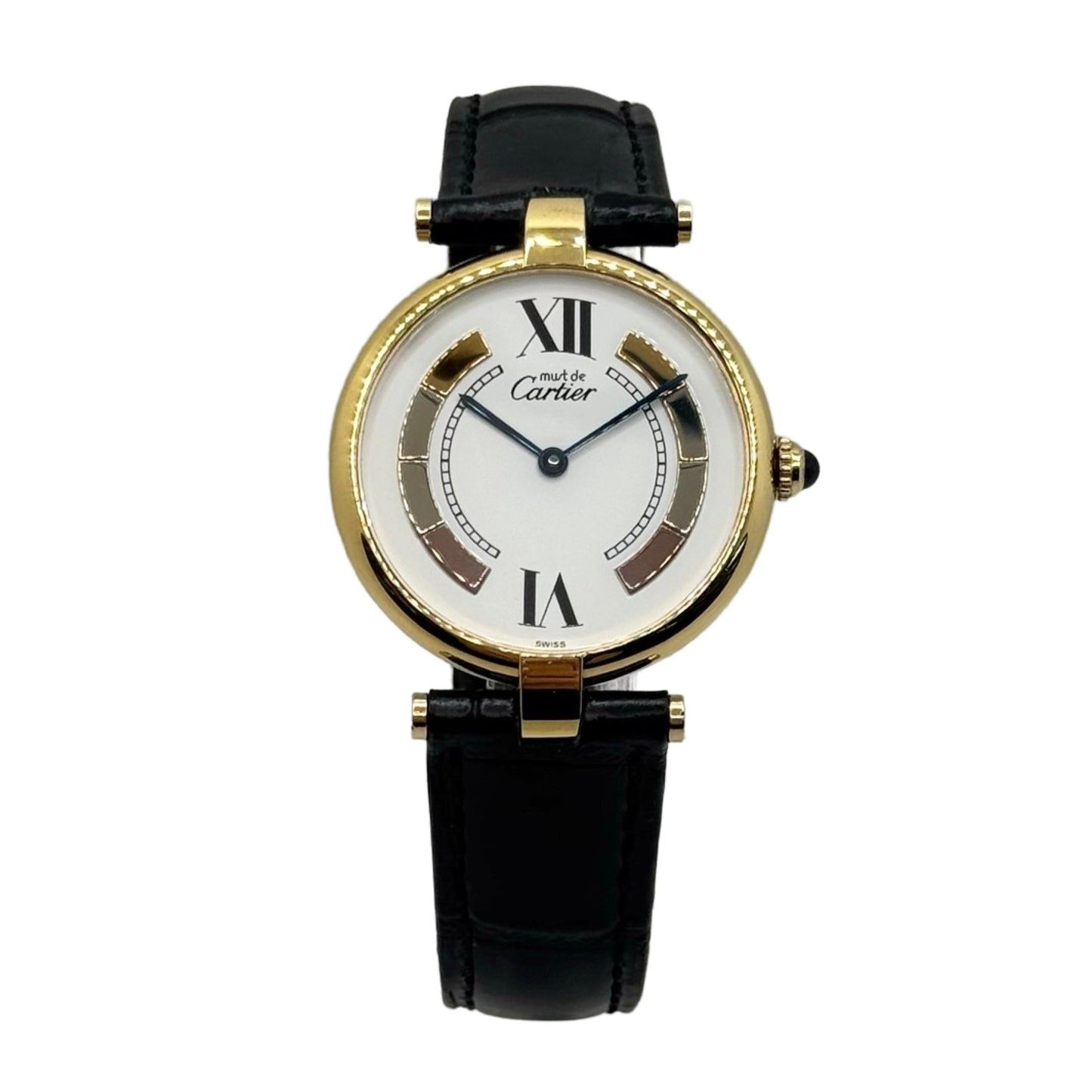 Cartier Must De Ronde Vendome Trinity 925 Silver Vermeil Quartz White Dial 590003