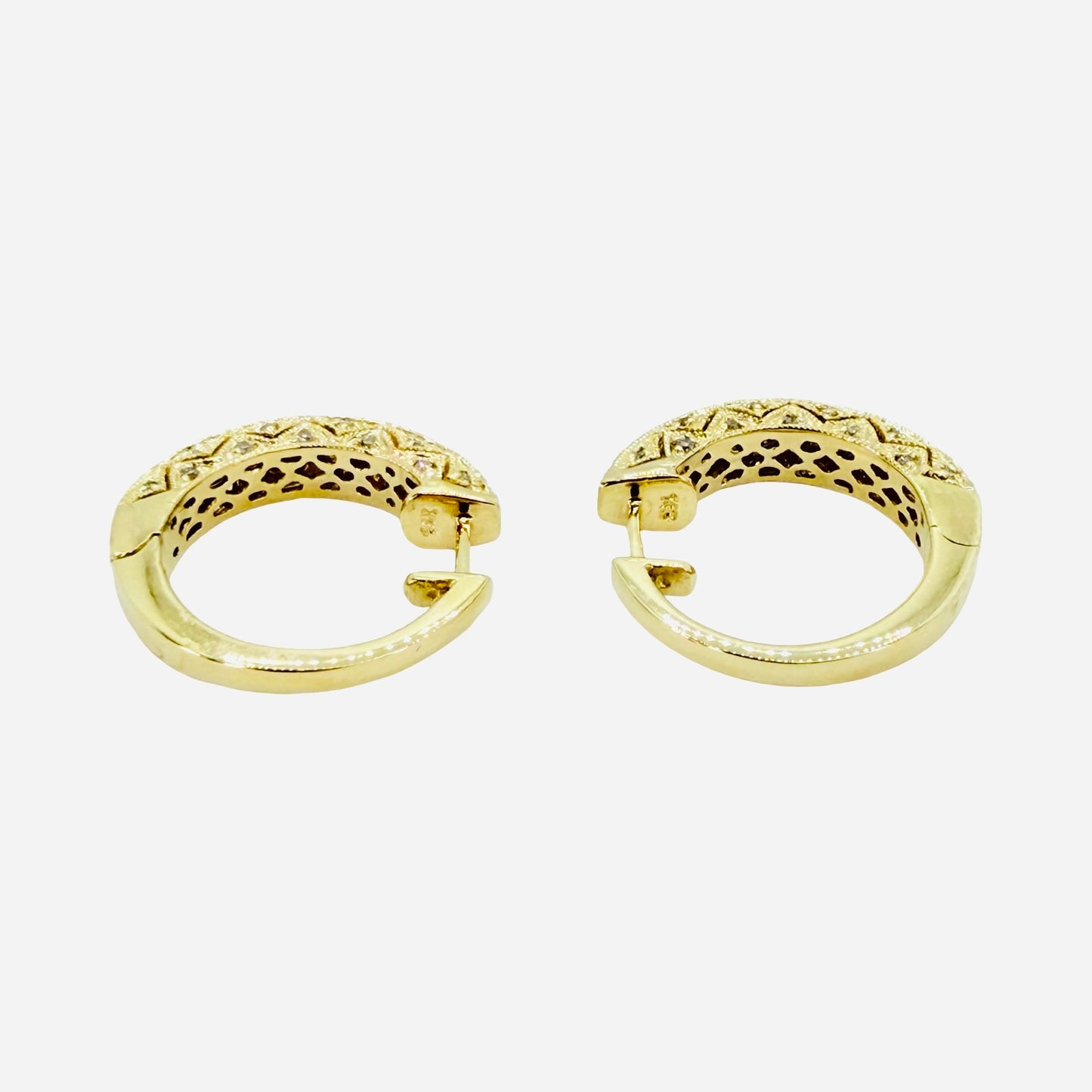 14K Yellow Gold Diamond Hoop Earrings 1.00 Carat