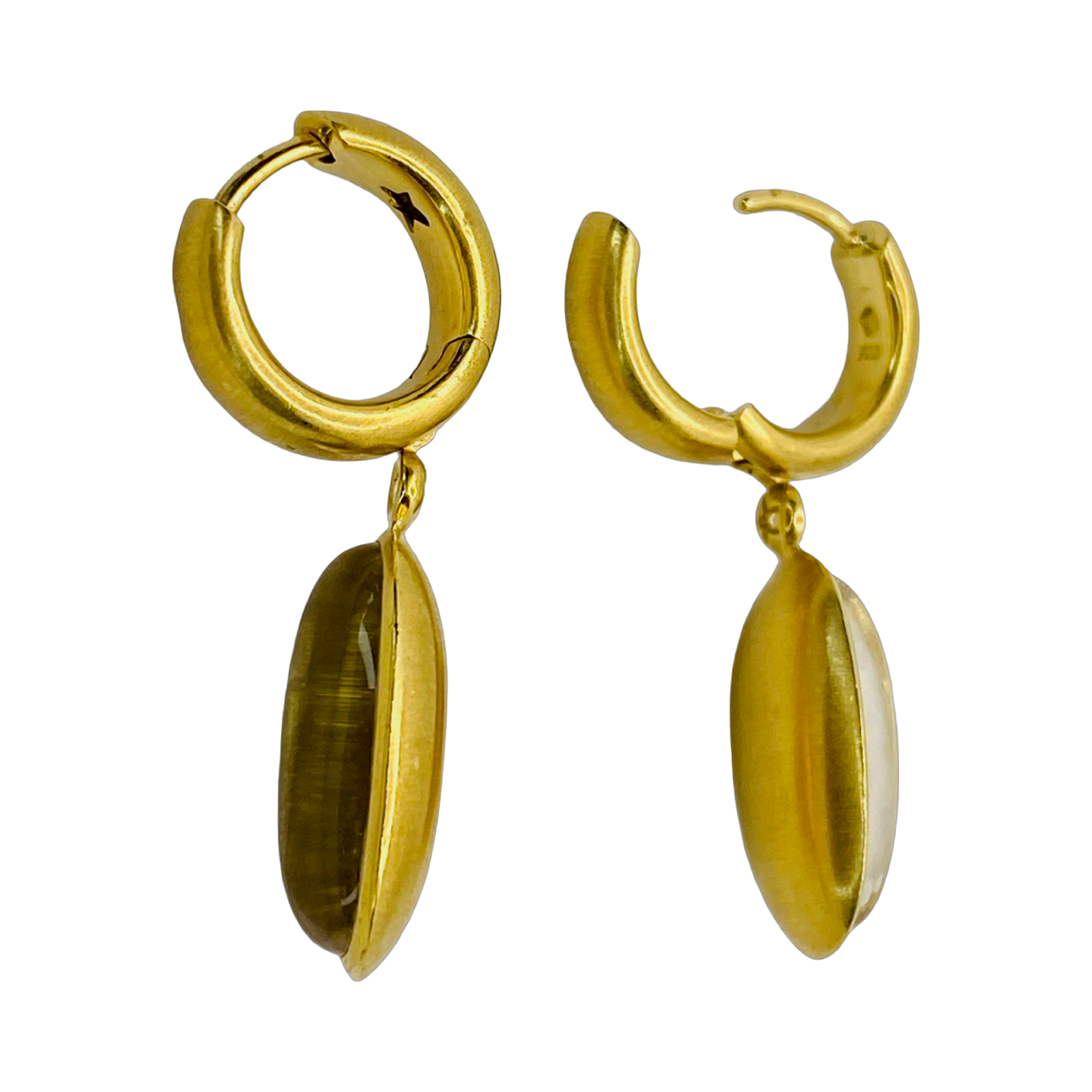 Estate Jewelry 18K Yellow Gold  H.Stern Justine Quartz Rock Crystal Dangle Earrings