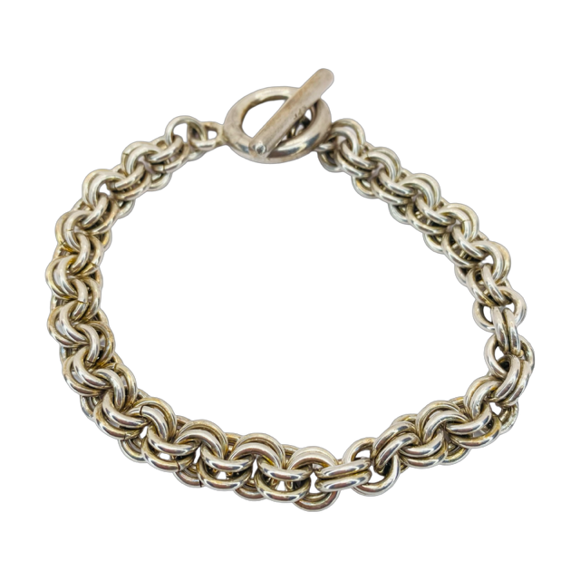 Silver Multi Link Round Chain Bracelet