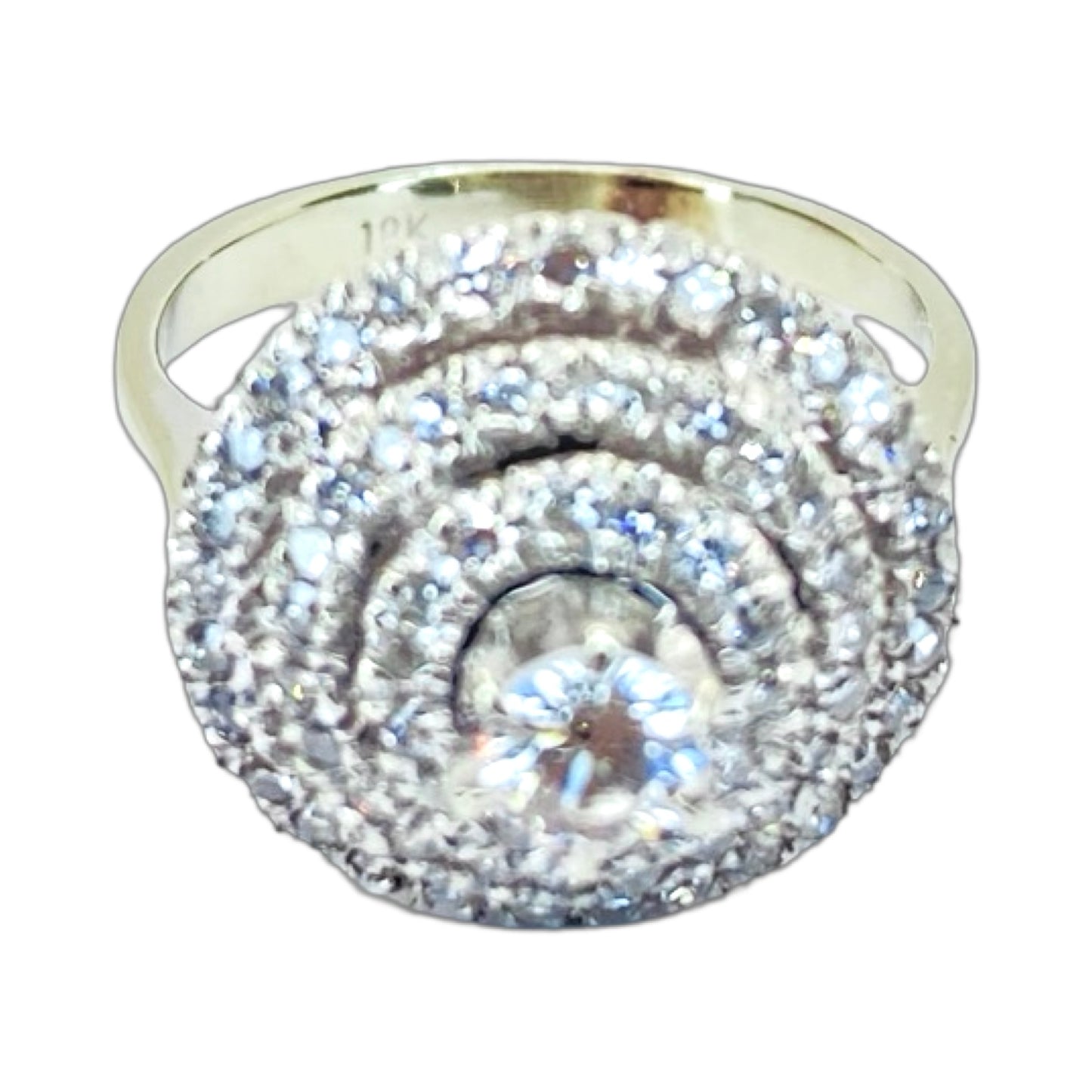 Estate Jewelry 18K White Gold Ballerina Style Diamond Cocktail Ring