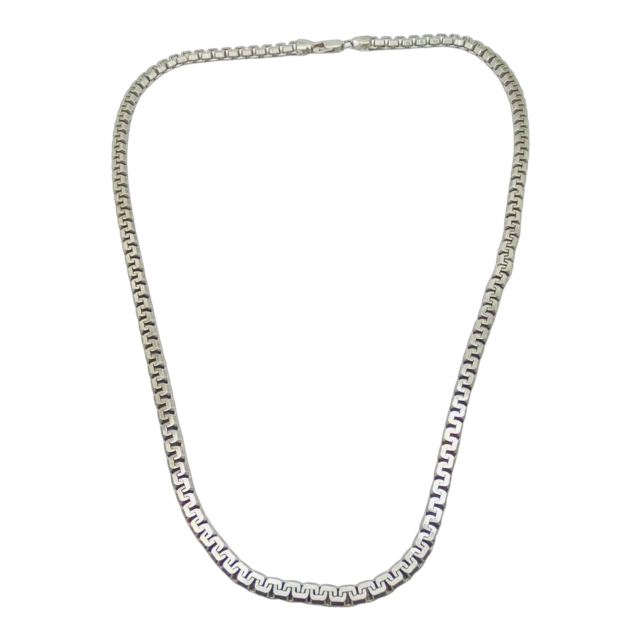 Silver Large Beveled Box Chain 24"