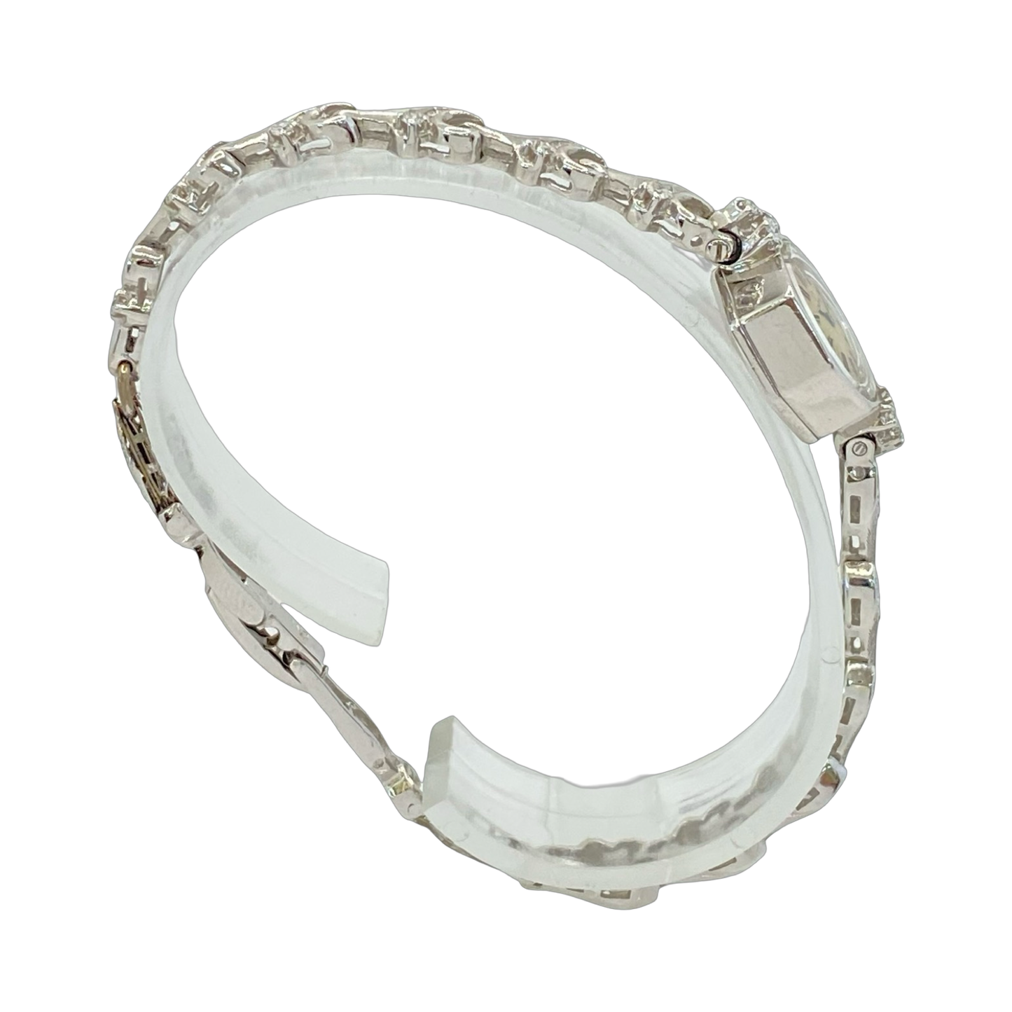 Vintage 14K White Gold Omega Cocktail Watch with Diamonds Manual Wind Ref. EE7446