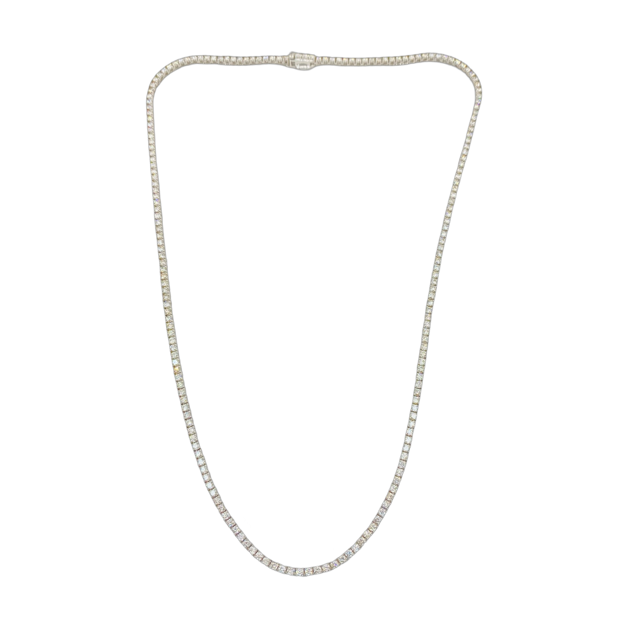 14K White Gold Tennis Necklace 4.27 Carats Round Diamonds H-I, SI