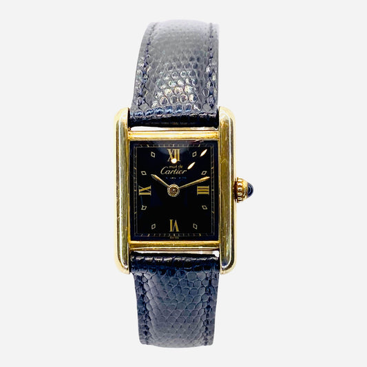 Cartier Womens Must de Cartier Tank Watch 925 Silver Vermeil Quartz 557051