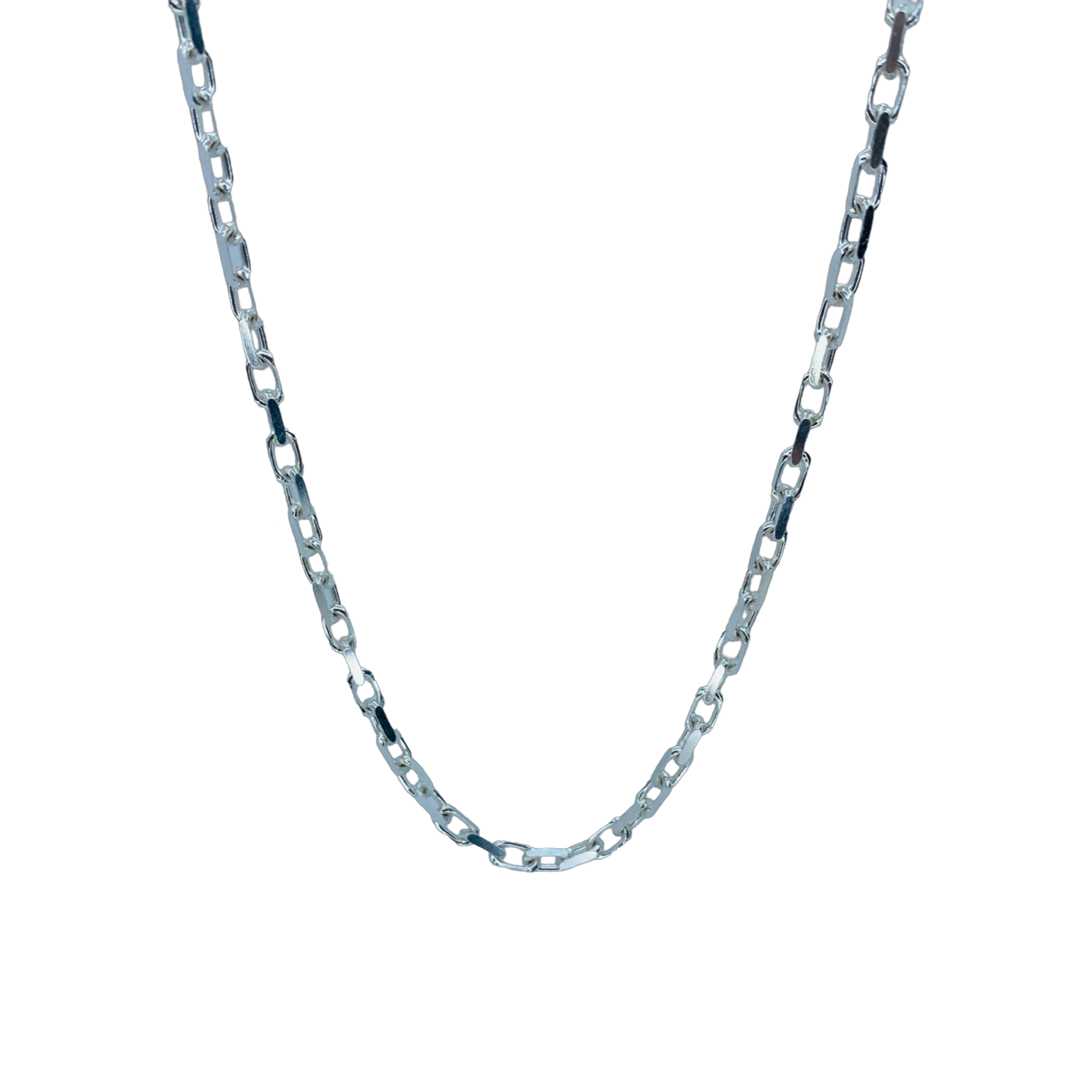 Silver Elongated Cable Link Chain 24"