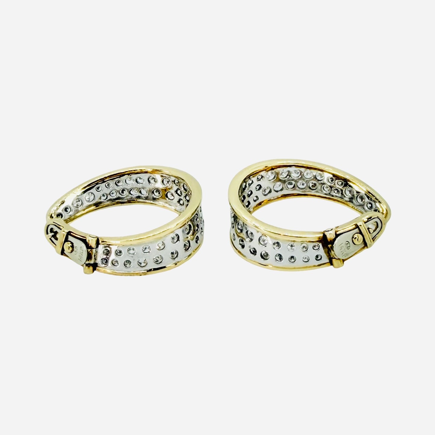 14K Yellow Gold Inside Out Oval Diamond Pavé Hoop Earrings 2.20 Carats