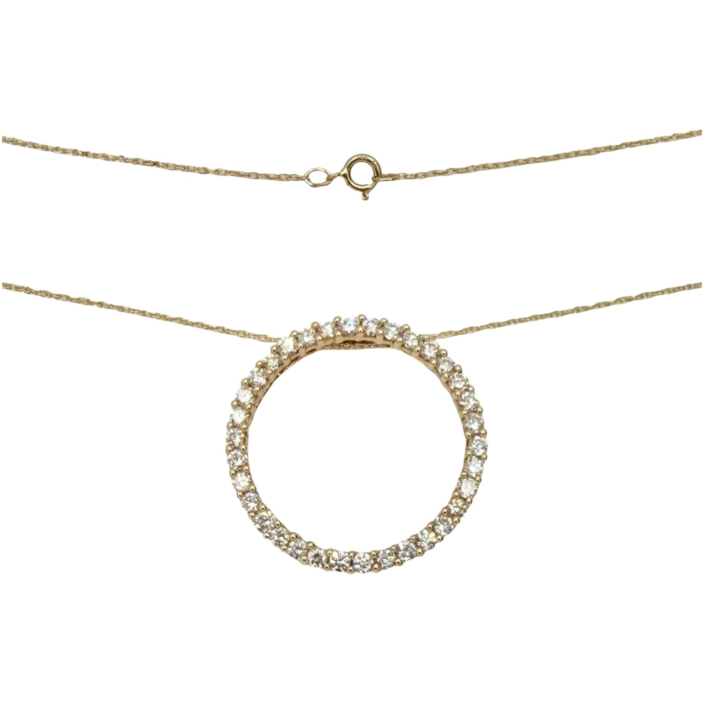 14K Yellow Gold Circle Diamond Pendant  1.00 Carat G,VS