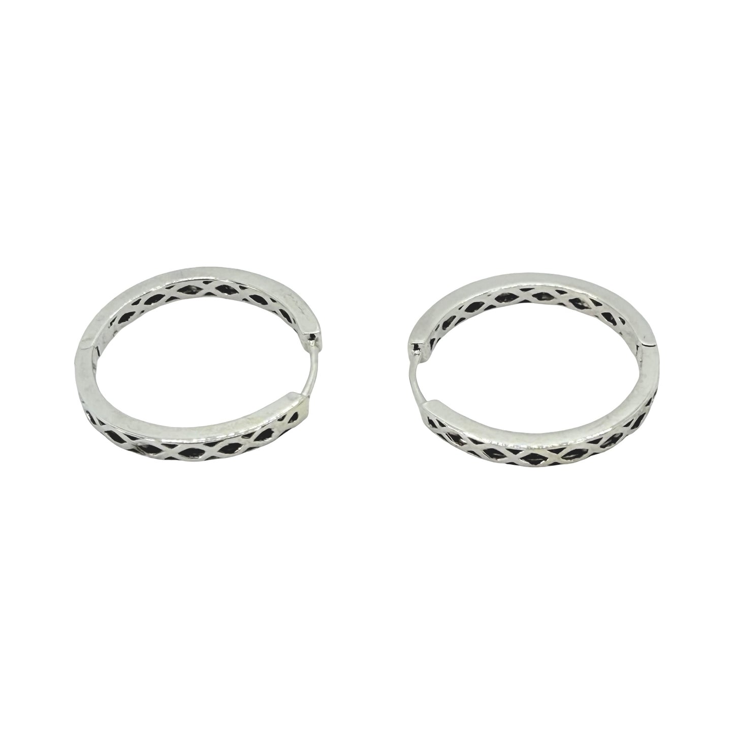 14K White Inside Out Diamond Hoop Earrings