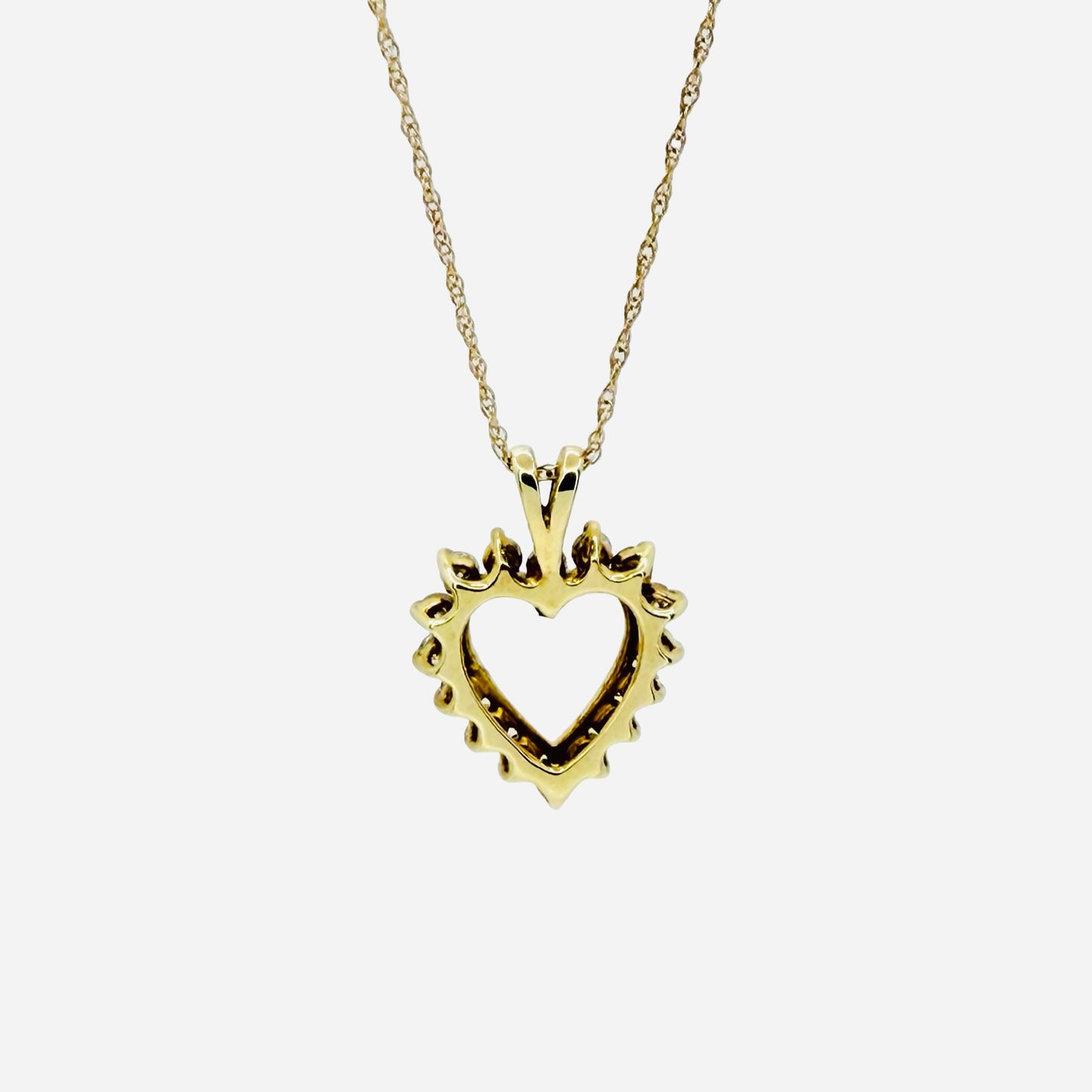 14K Yellow Gold Diamond Open Heart Pendant 0.80 Carat
