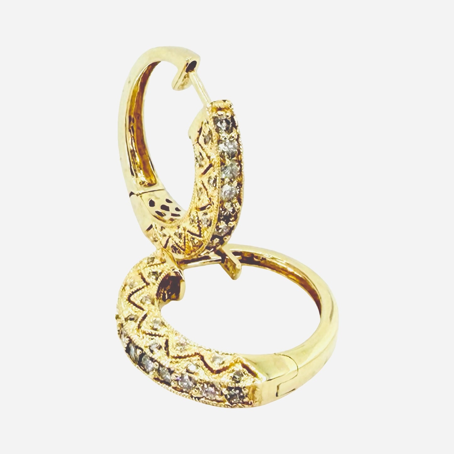 14K Yellow Gold Diamond Hoop Earrings 1.00 Carat