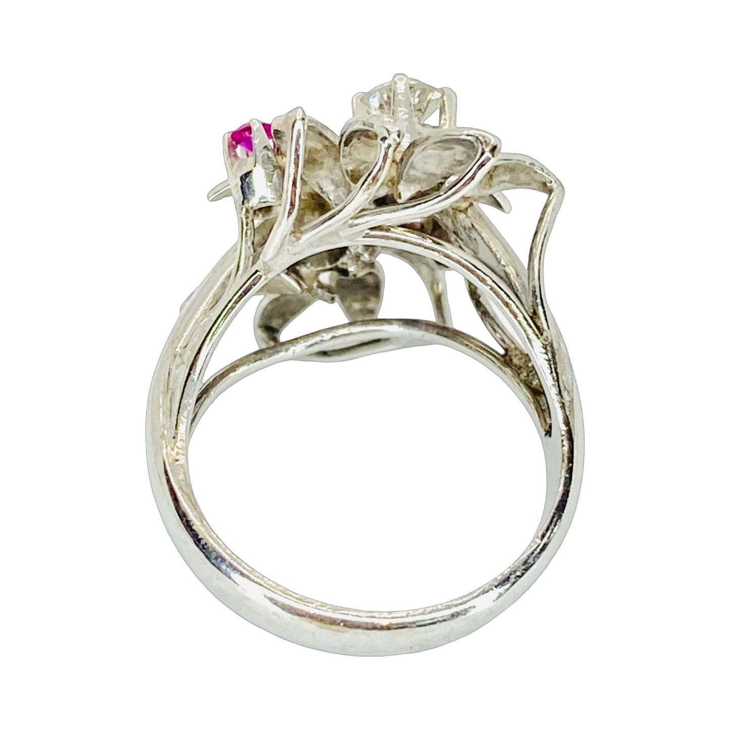 Estate Jewelry 14K White Gold Diamond Cluster Ring