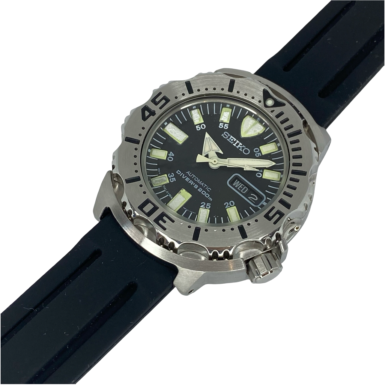 Seiko Black Monster Scuba Diver 43mm Automatic Black Dial Silicon Strap SKX779 Pre-owned