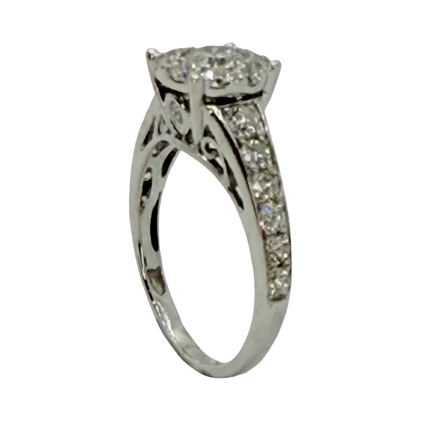 14K White Gold Diamond Ring 1.40 Carats G-H