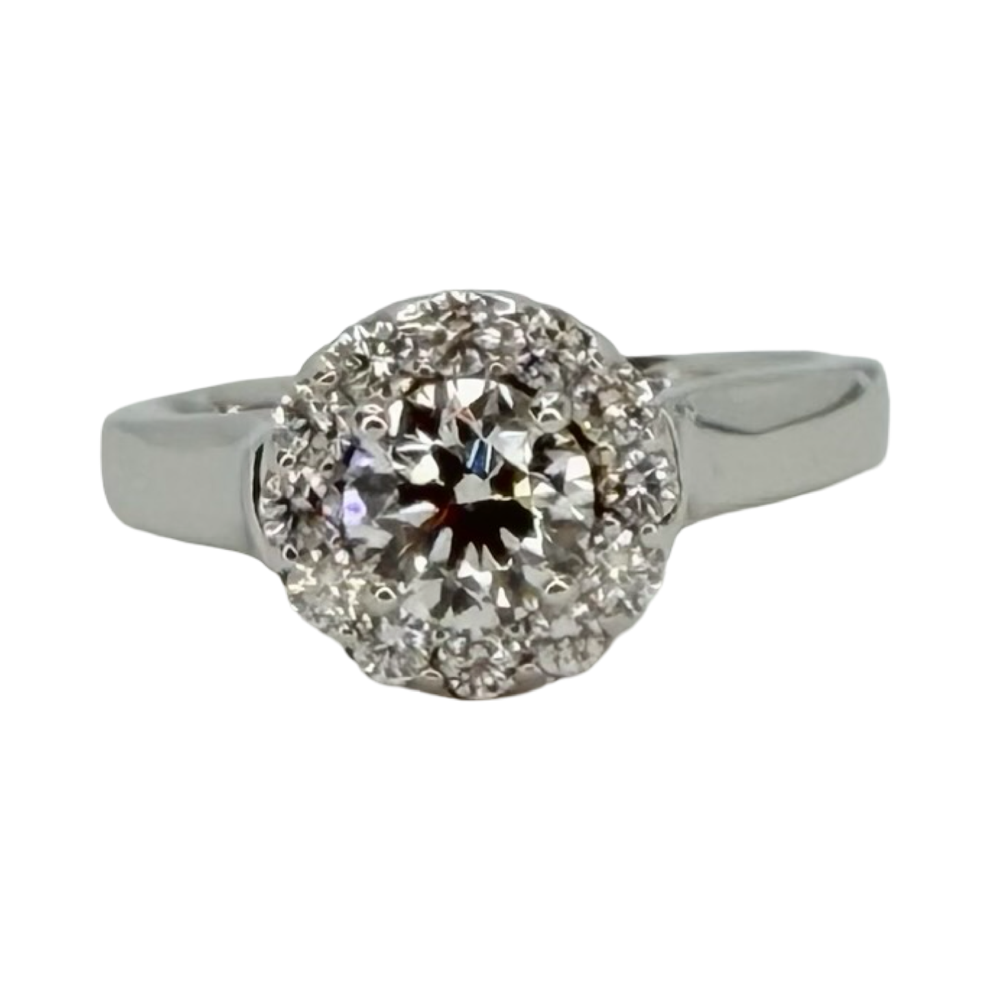 18K White Gold Diamond Halo Ring 1.25 TW Carats