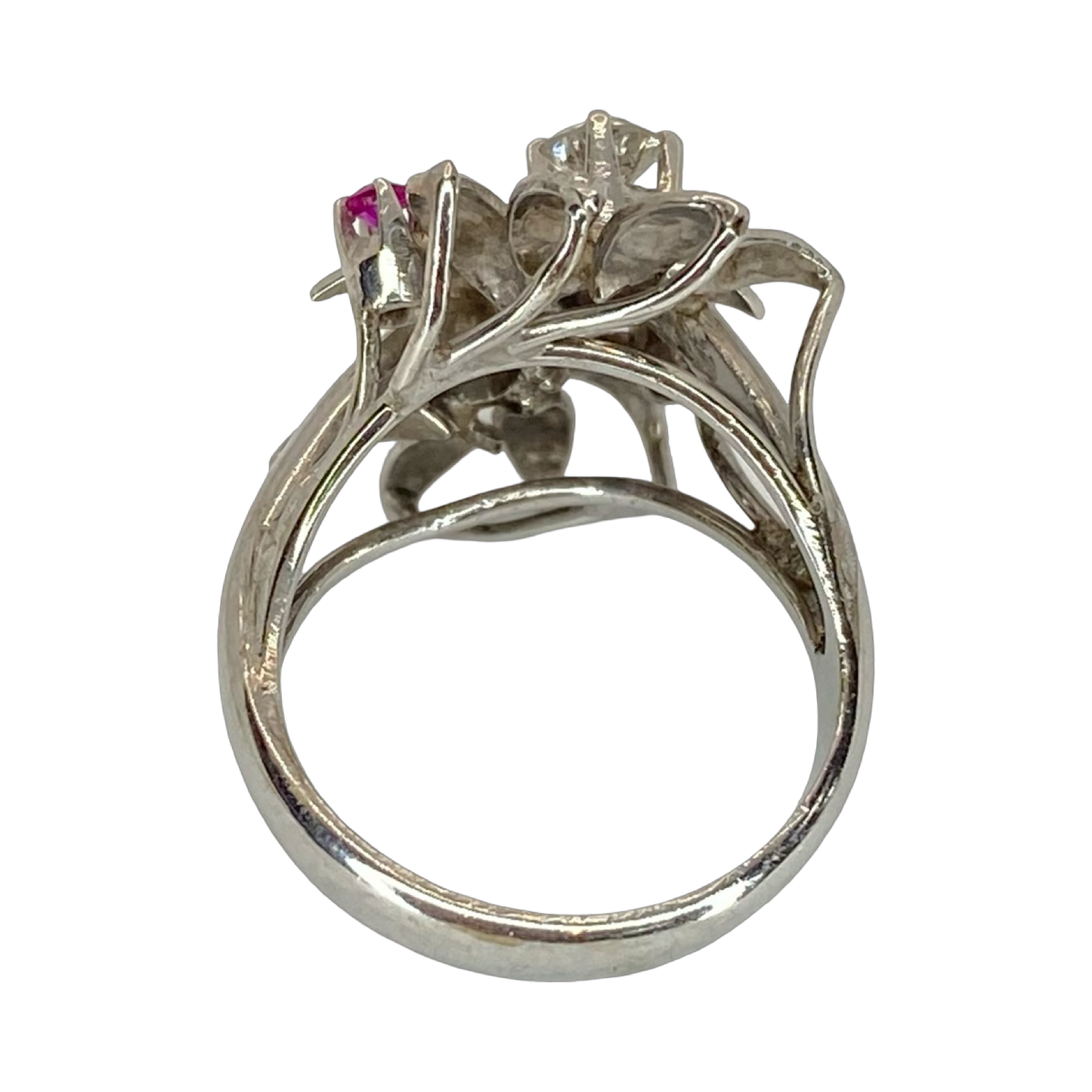 Estate Jewelry 14K White Gold Diamond Cluster Ring