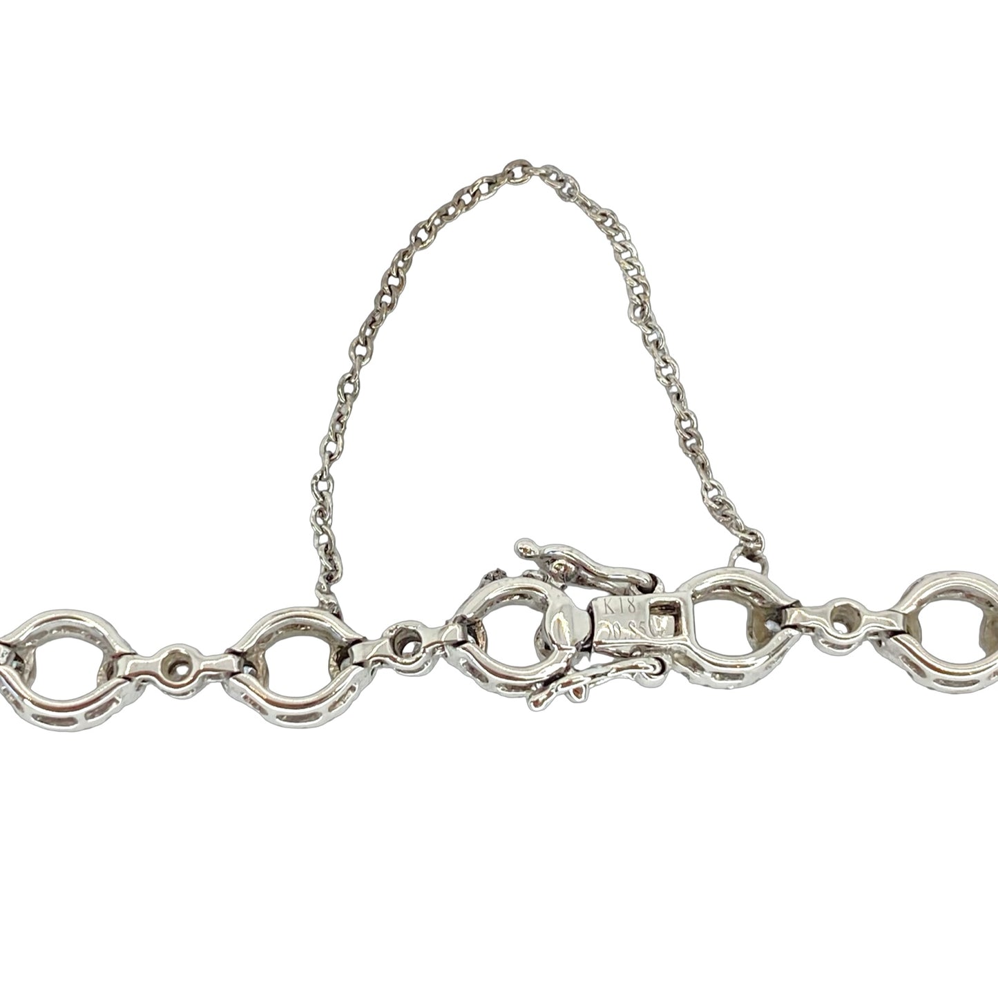 18K White Gold Diamond Open Circle Link Bracelet 0.85 Carat
