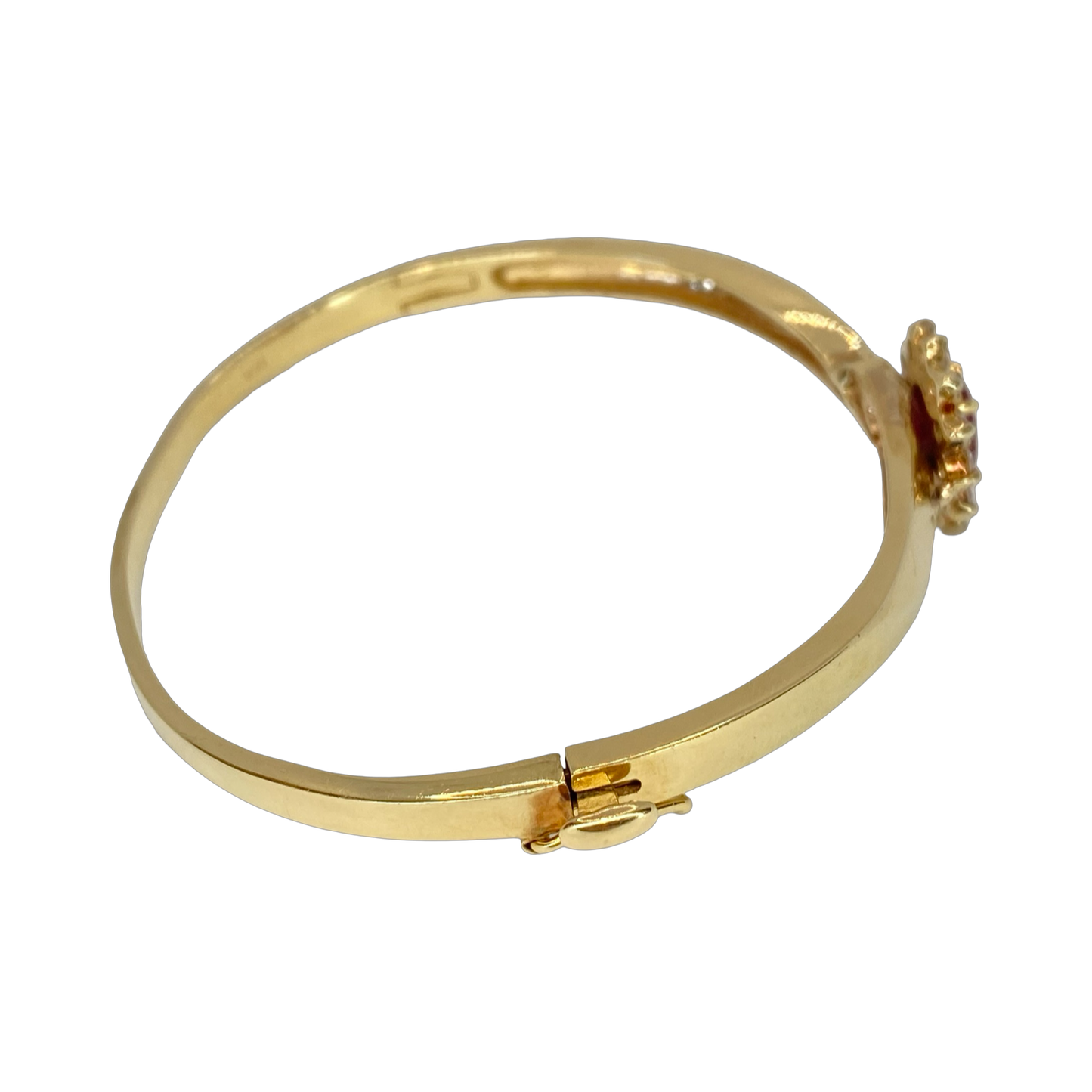 Estate Jewelry 14K Yellow Gold Bangle with 1.00 Carat Oval Ruby and 1.00 Carat  Diamond