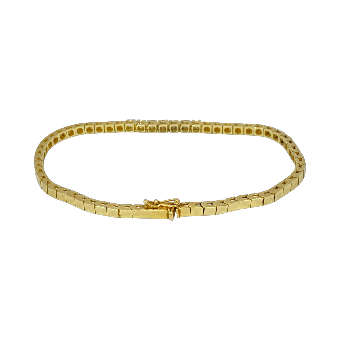 Estate Jewelry 14K Yellow Gold 0.40 Carat Diamond Square Link Bracelet