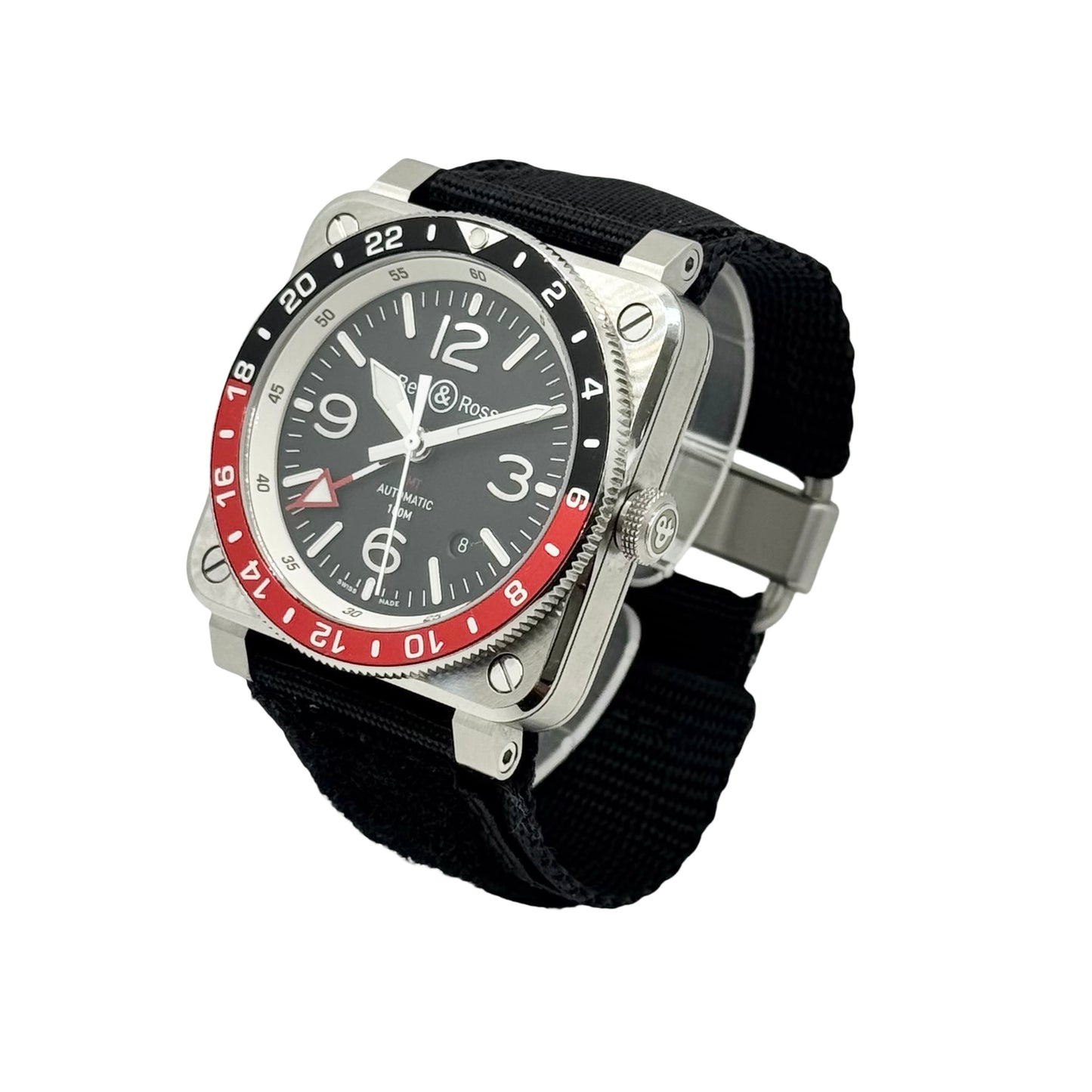 Bell & Ross BR-03 GMT Black 42 MM Ref: BR0393-BL-ST/SCA