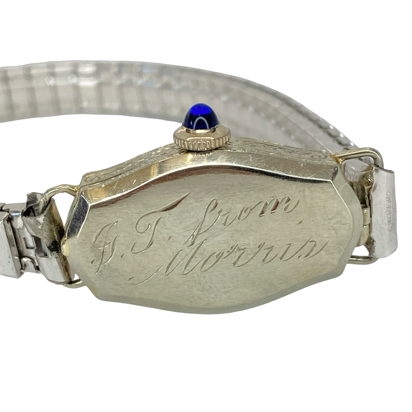 Vintage Ladies 18K/Platinum Art Deco Diamonds and Sapphire Manual Wind Watch