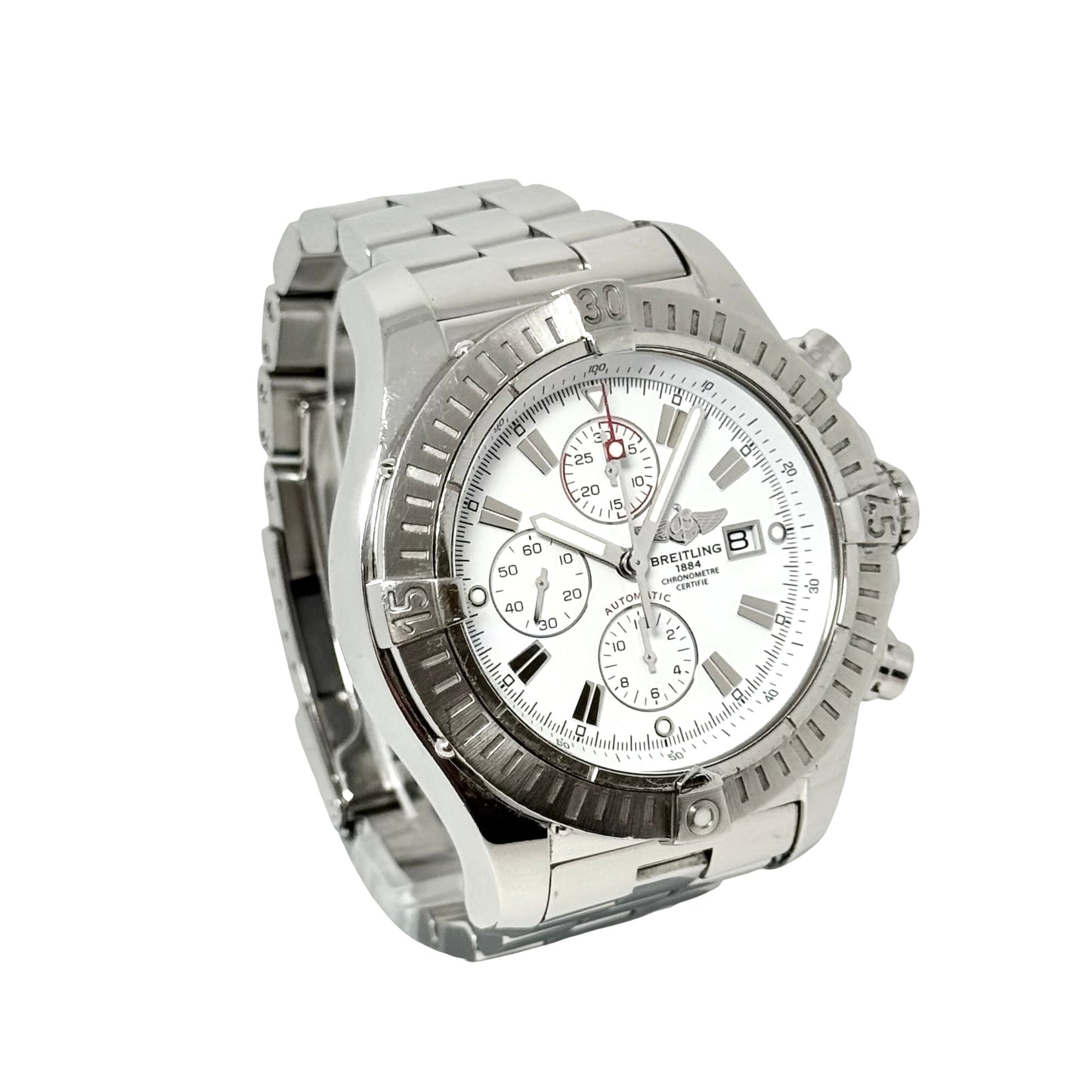 Breitling Super Avenger Automatic Chronograph White Dial on Steel Bracelet A13370