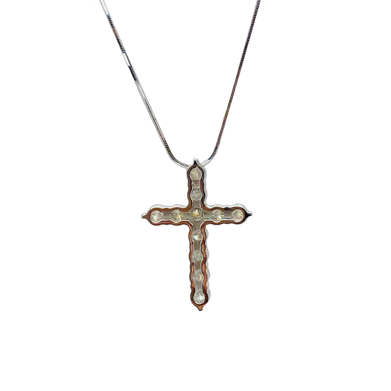 14K White Gold Diamond Cross Pendant 1.45 Carats