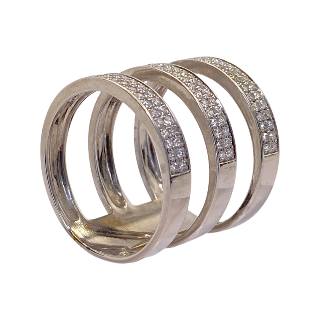 14K White Gold 3-Tier Ring