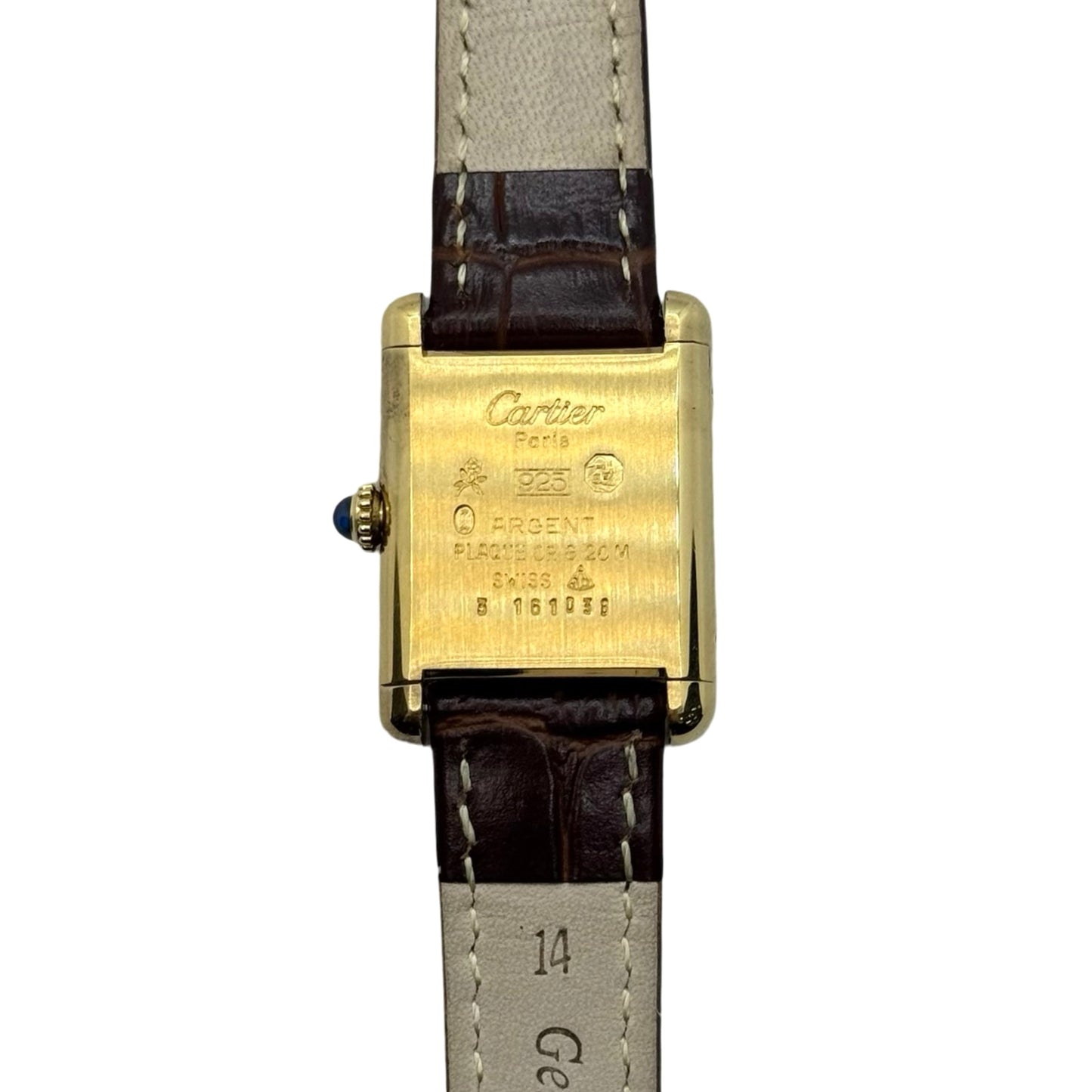 Cartier Must De Cartier Tank Small 925 Vermeil Champagne Guilloché Sunburst Dial