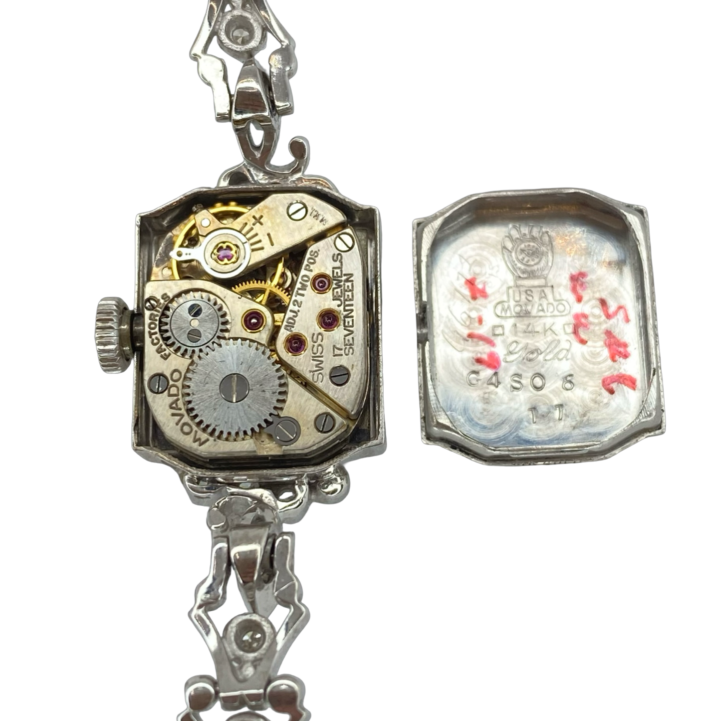 Vintage Movado 14K White Gold Cocktail Watch with Diamonds Manual Wind