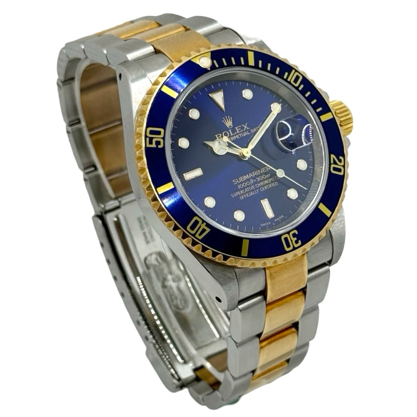 Rolex Submariner Date Blue Dial 18K Yellow Gold and Stainless Steel 16613 C.2000