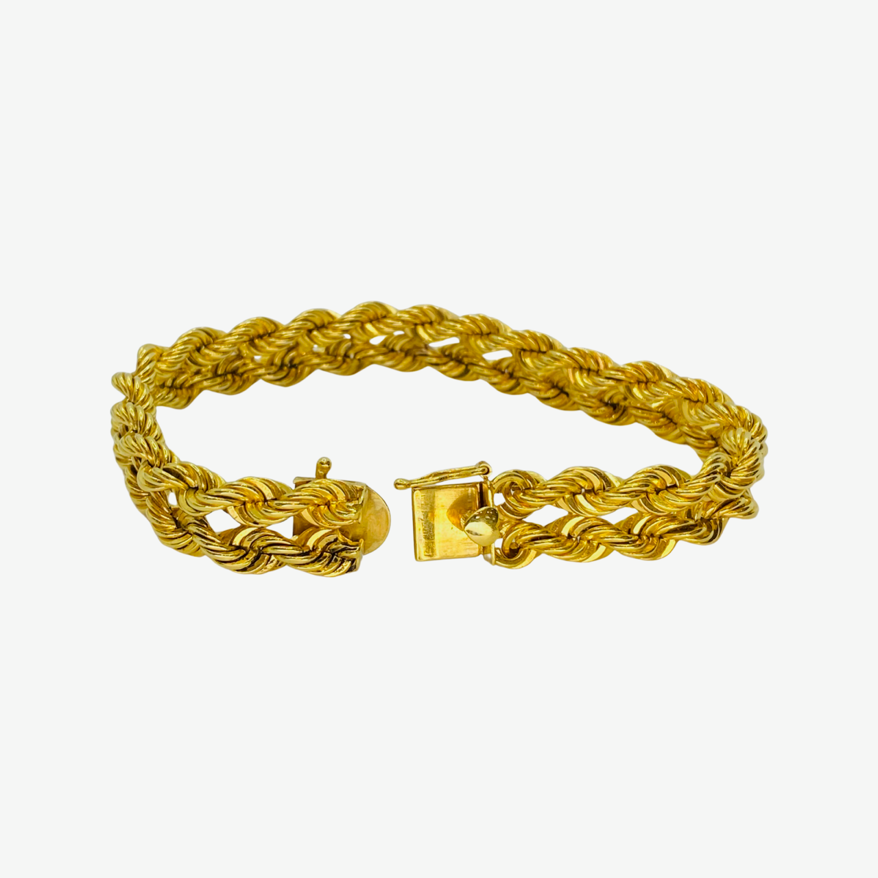 Estate Jewelry 14K Yellow Gold Double Rope Chain Bracelet