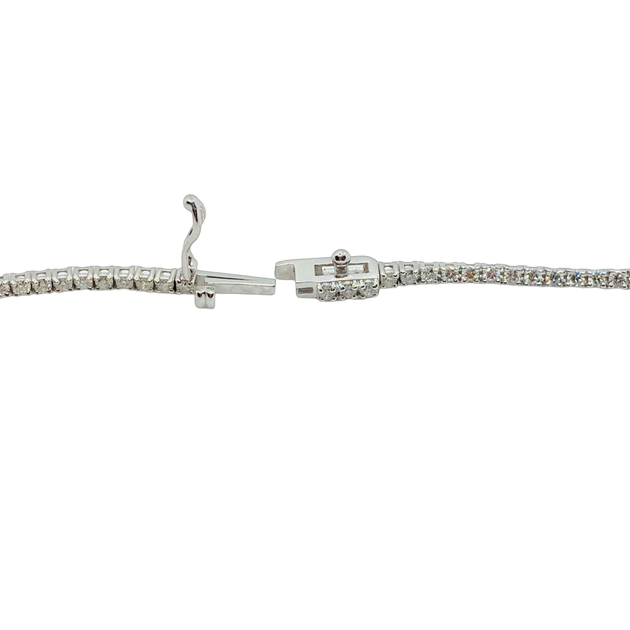 14K White Gold Tennis Necklace 4.65 Carats Round Diamonds F-G, VS