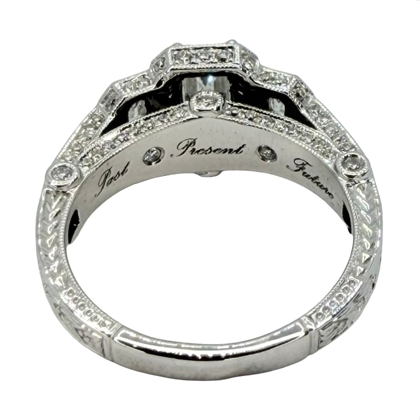 14K White Gold Emerald Cut Diamond Ring 2.00 Carats TW