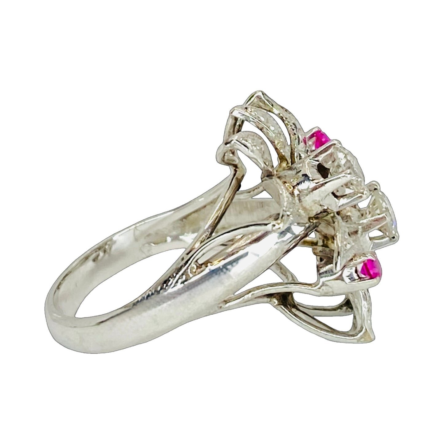 Estate Jewelry 14K White Gold Diamond Cluster Ring