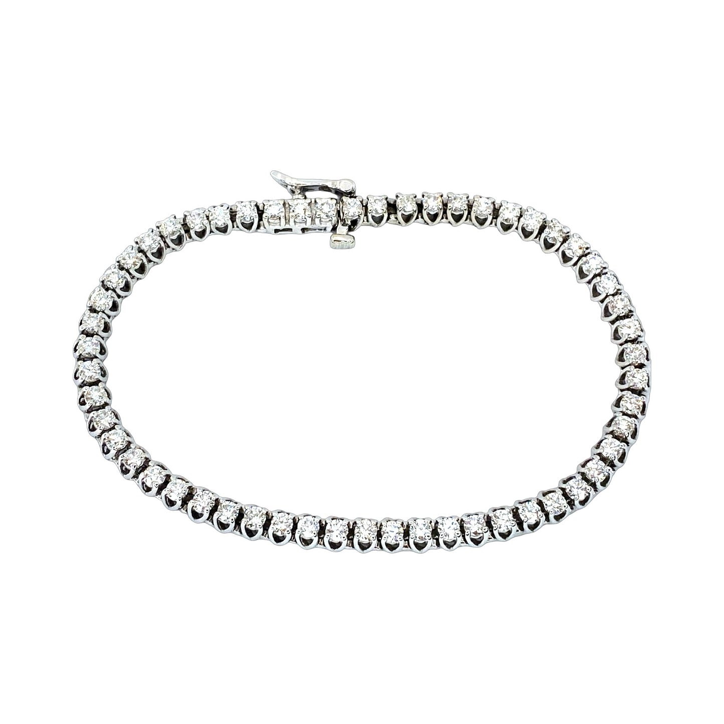 Estate Jewelry 14K White Gold Diamond Tennis Bracelet 4.40 Carats G,SI1