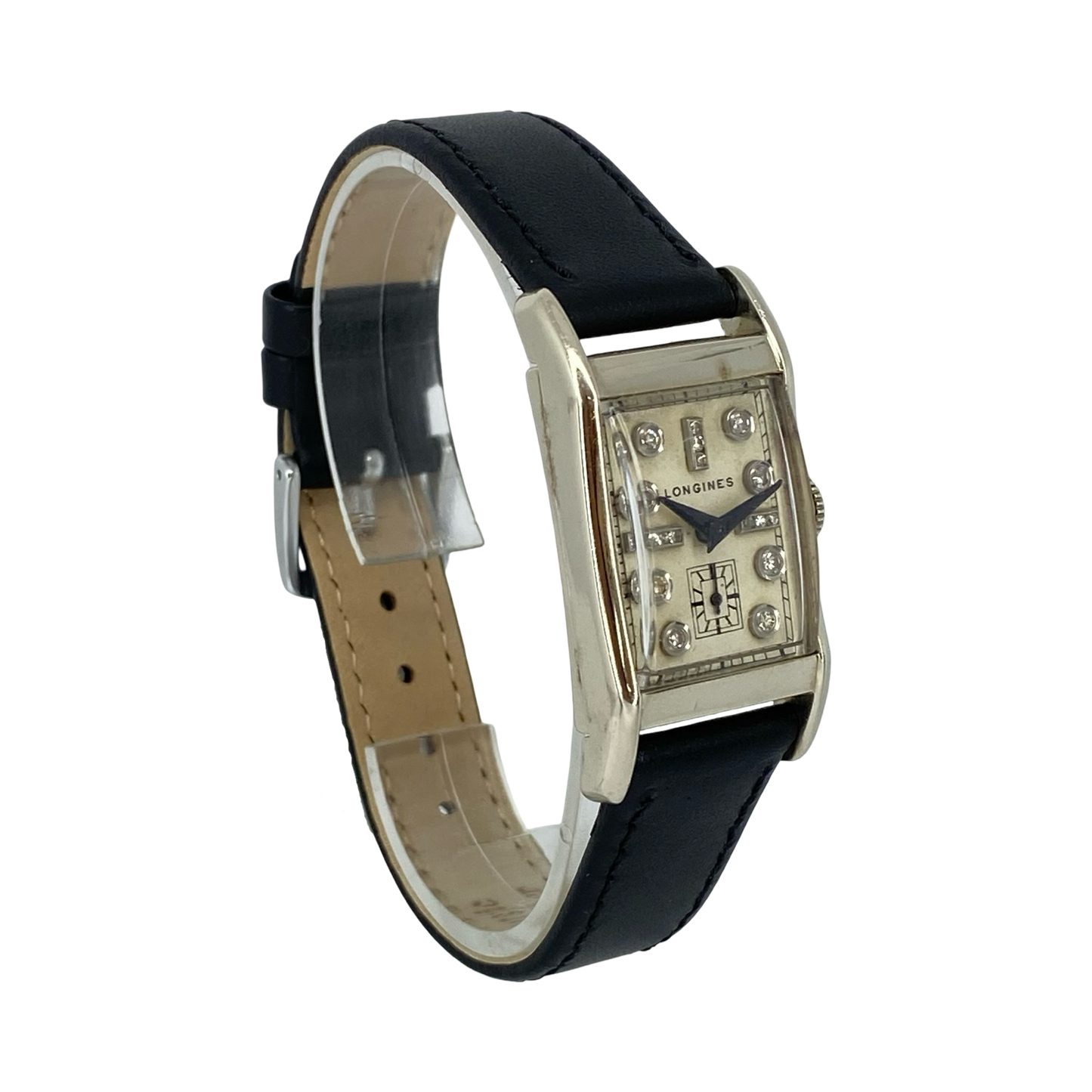 Vintage Longines Art Deco Tank 14K White Gold/Palladium Manual Wind with Diamonds