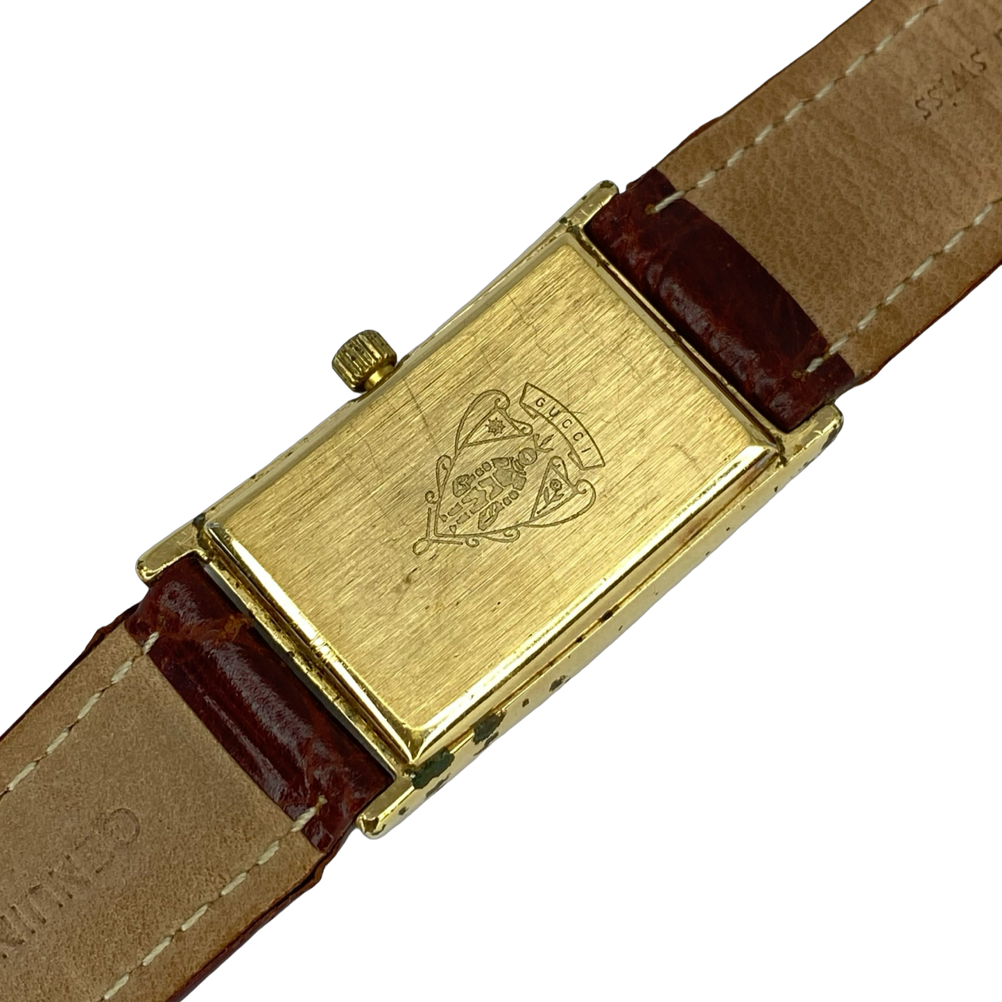 Gucci Sherry Line Quartz  Red/Geen Dial Goldplated Tank Watch 1026M