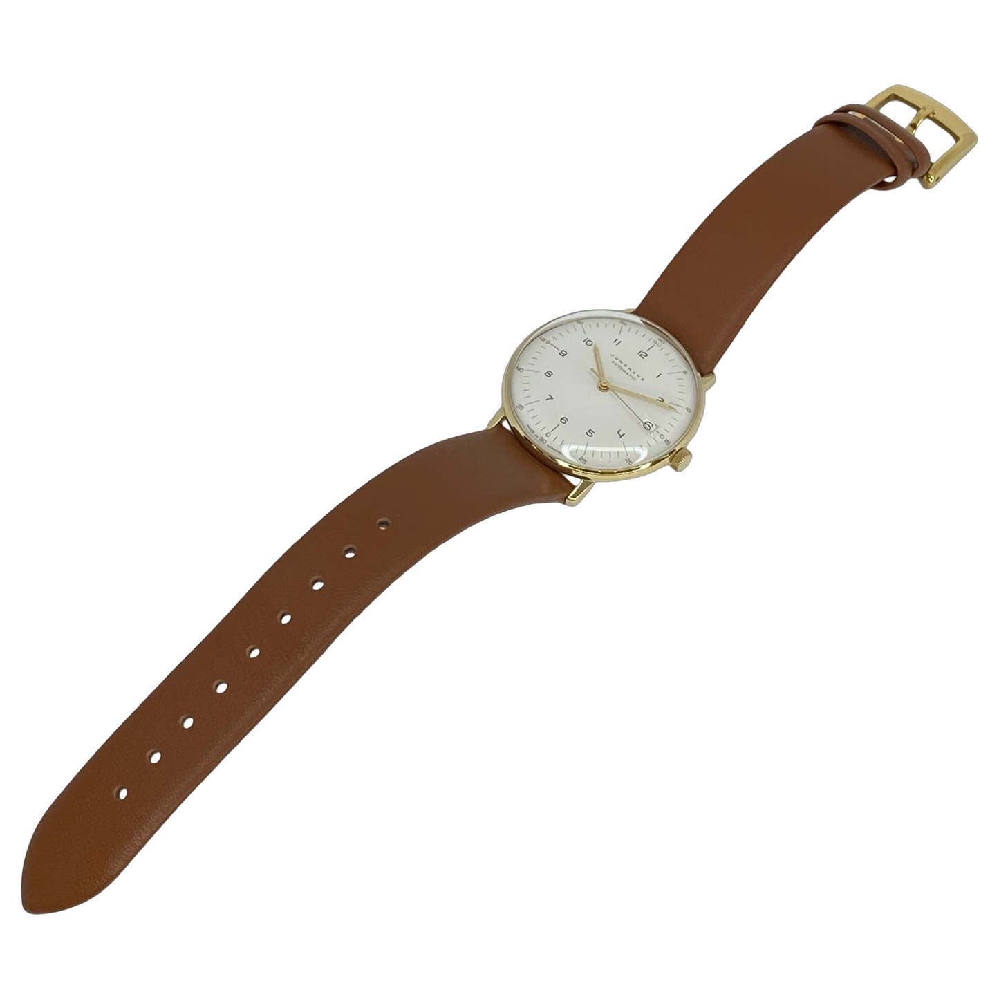 Junghans  Max Bill Automatic Date 34mm Silver Dial Brown Leather  27/7108.02