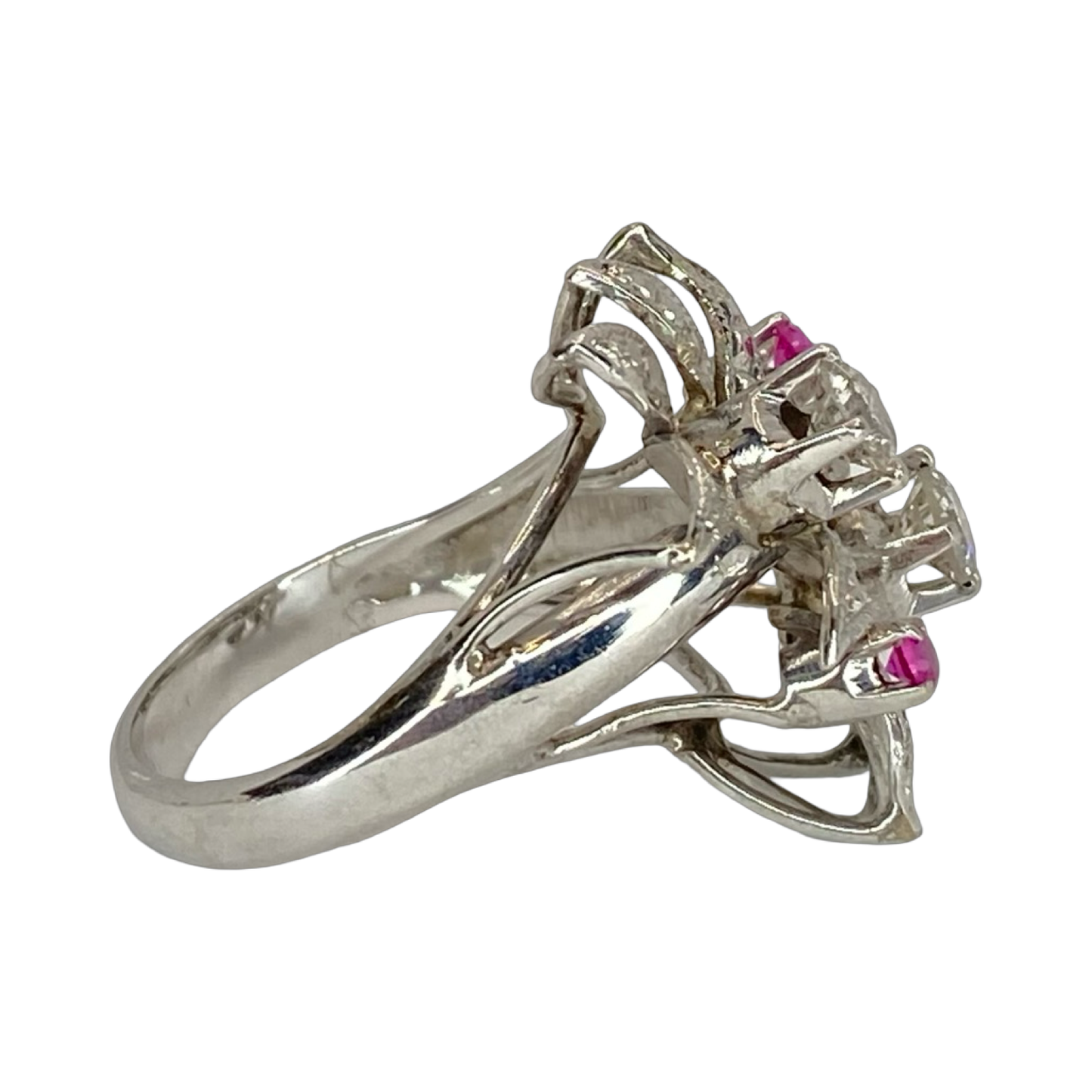 Estate Jewelry 14K White Gold Diamond Cluster Ring