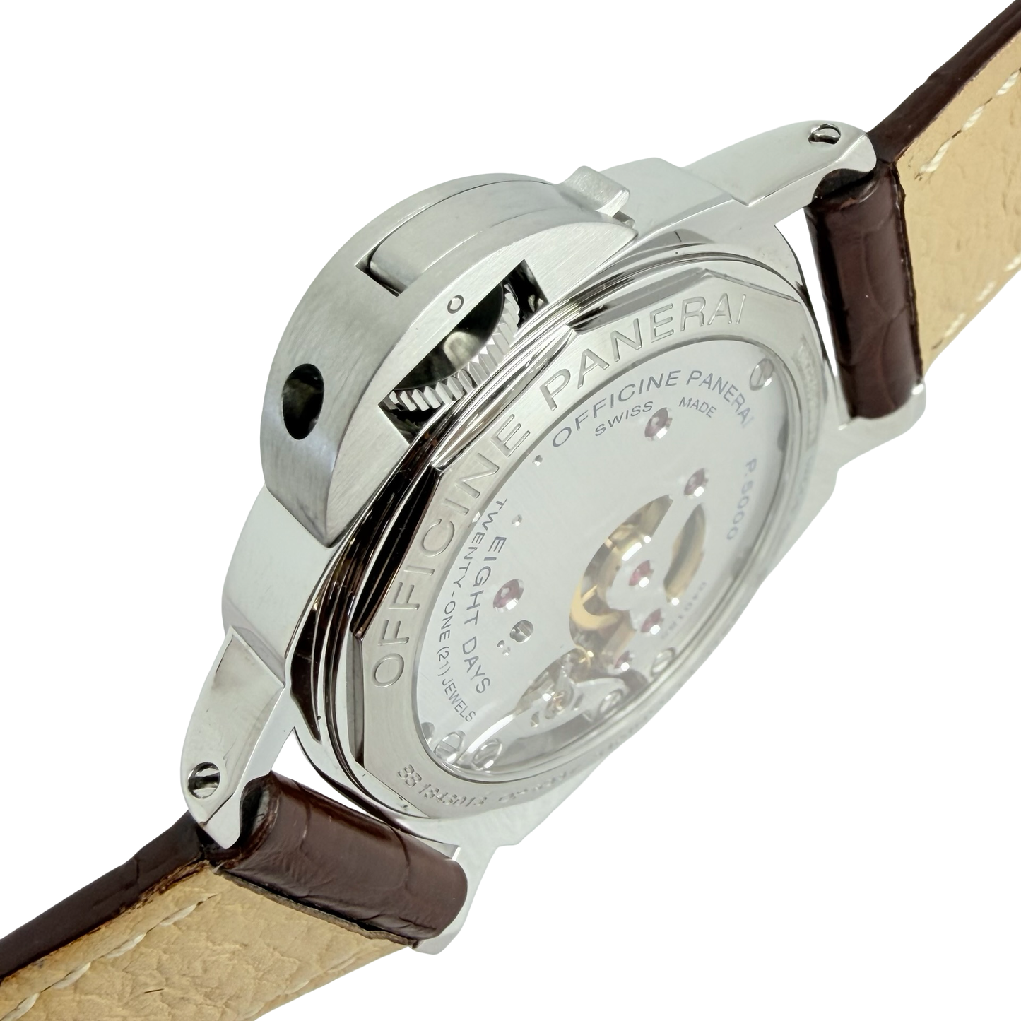 Panerai Luminor Marina 8 Days 44mm Manual Winding Black Dial Brown Strap OP6937