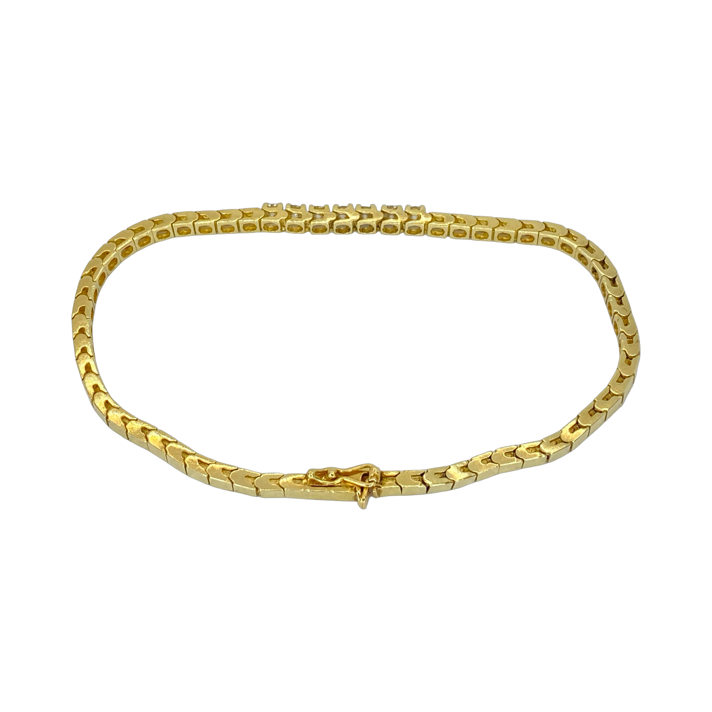Estate Jewelry 14K Yellow Gold 0.40 Carat Diamond Square Link Bracelet