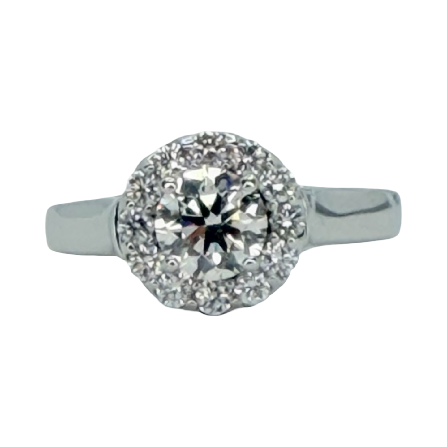 18K White Gold Diamond Halo Ring 1.25 TW Carats