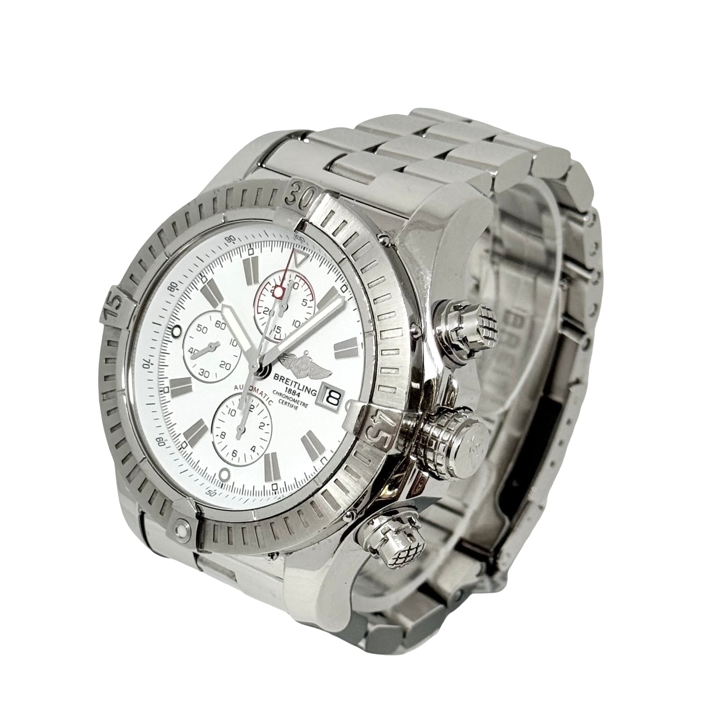 Breitling Super Avenger Automatic Chronograph White Dial on Steel Bracelet A13370