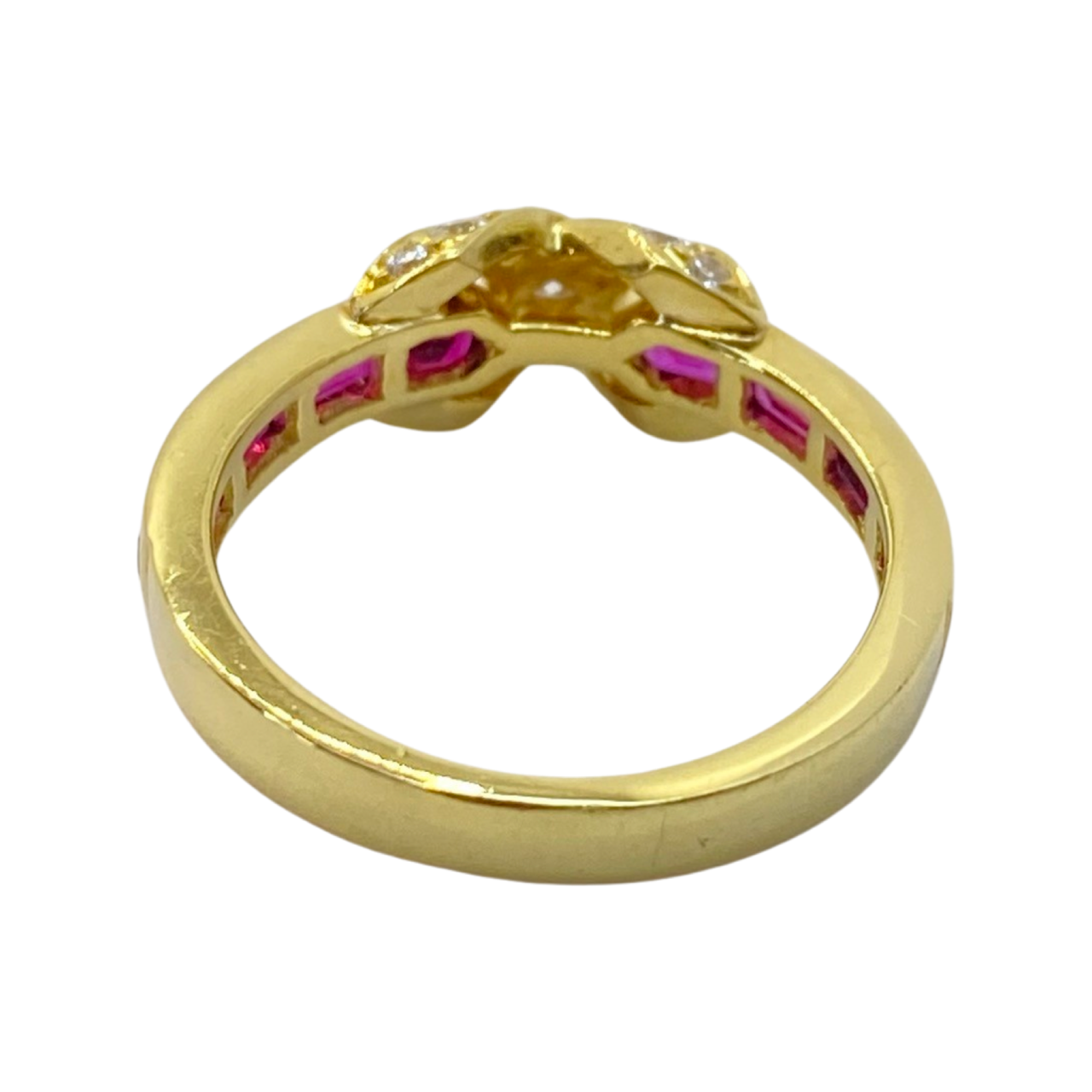 Estate Jewelry 18K Yellow Gold Tiffany & Co "X" Diamond and Ruby Ring