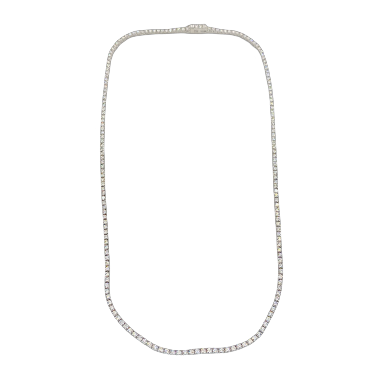 14K White Gold Tennis Necklace 4.65 Carats Round Diamonds F-G, VS