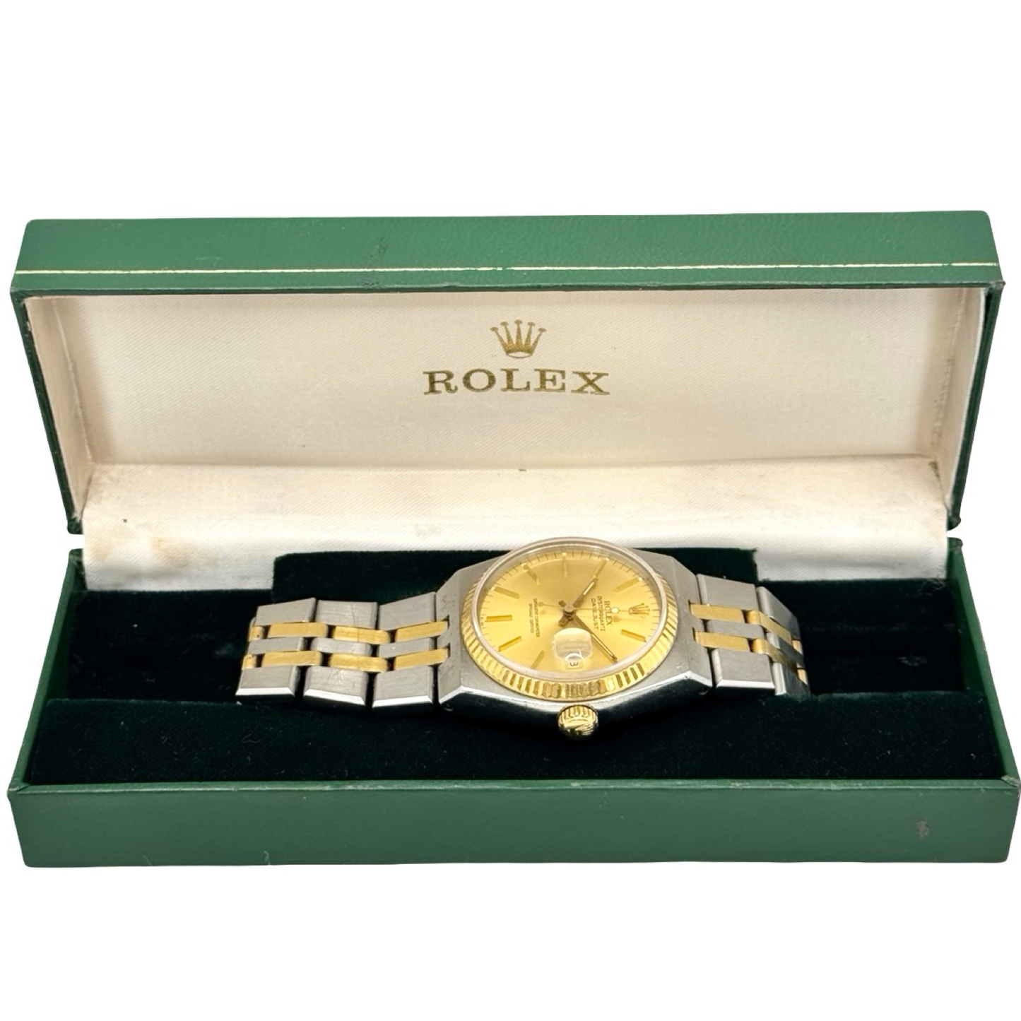 Rolex Oysterquartz Datejust 36mm Champagne Dial 18K Gold and Steel Integrated Jubilee-style Bracelet 17013