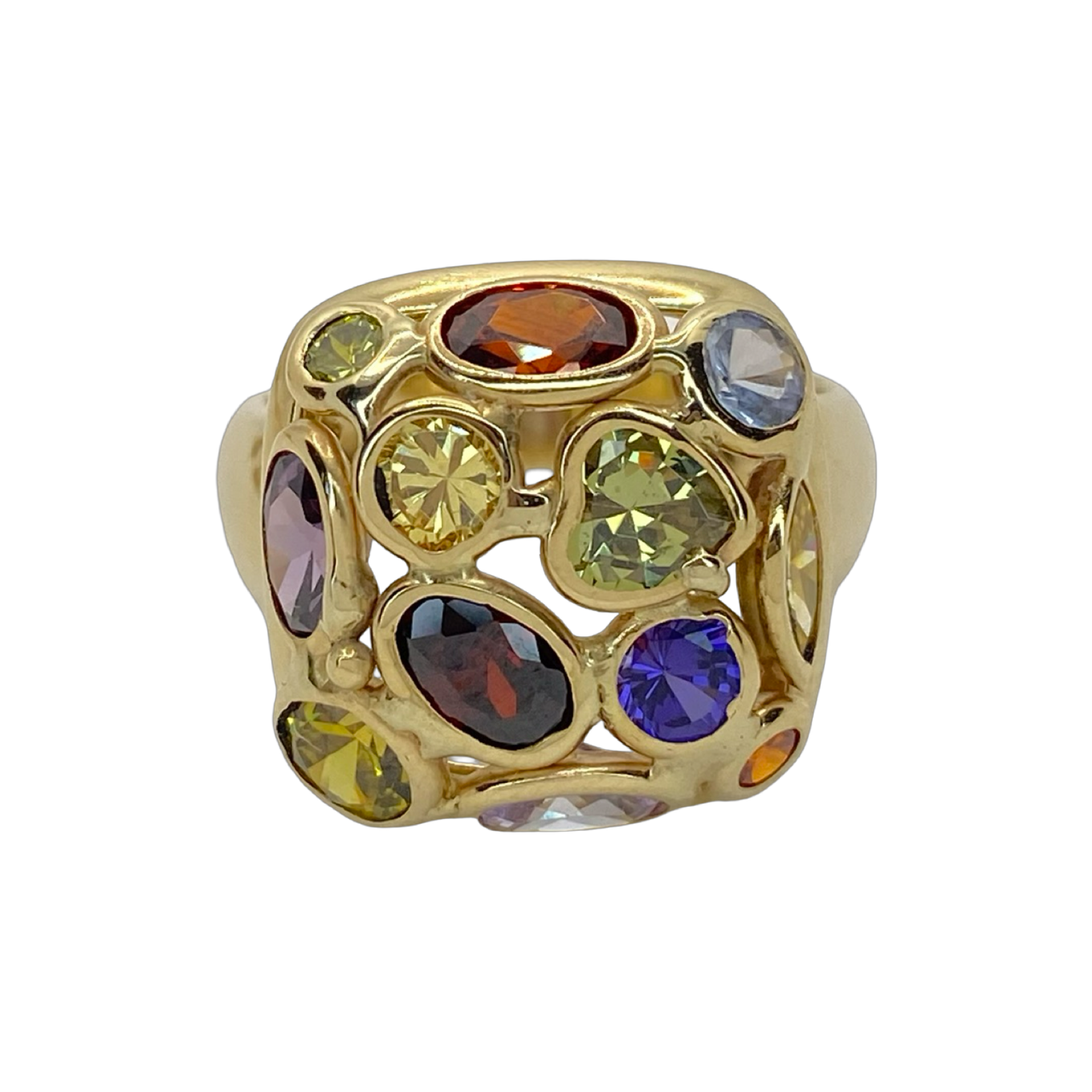 14K Yellow Gold Happy Gems Ring